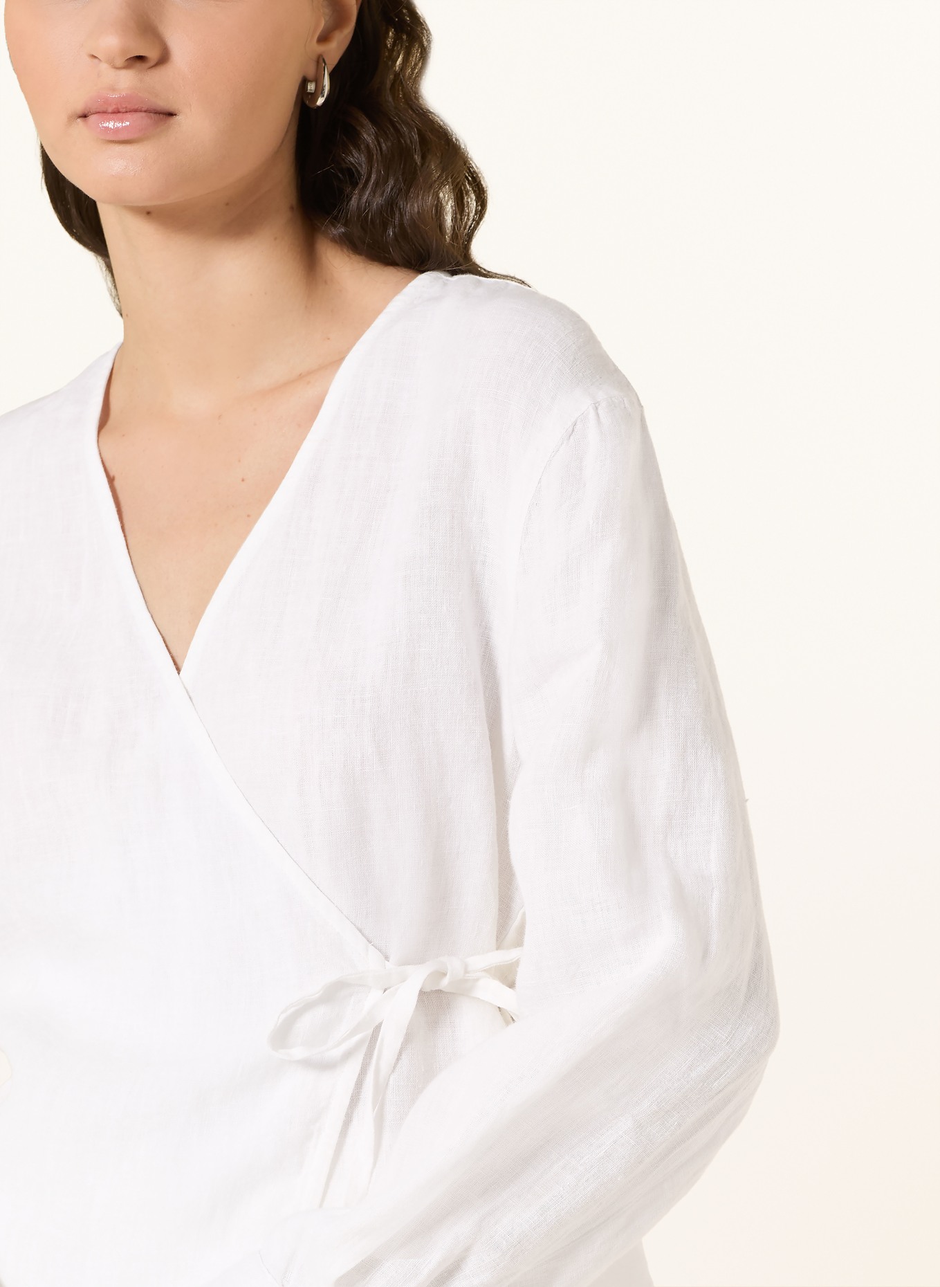 MSCH COPENHAGEN Wickelbluse MSCHPEARLINA aus Leinen: WEISS