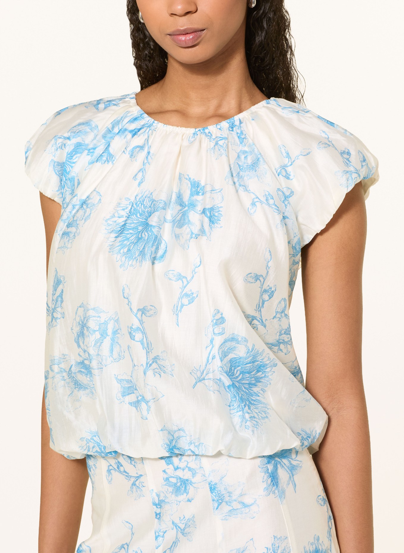 MSCH COPENHAGEN Blusenshirt MSCHEVANGELIA: CREME / HELLBLAU