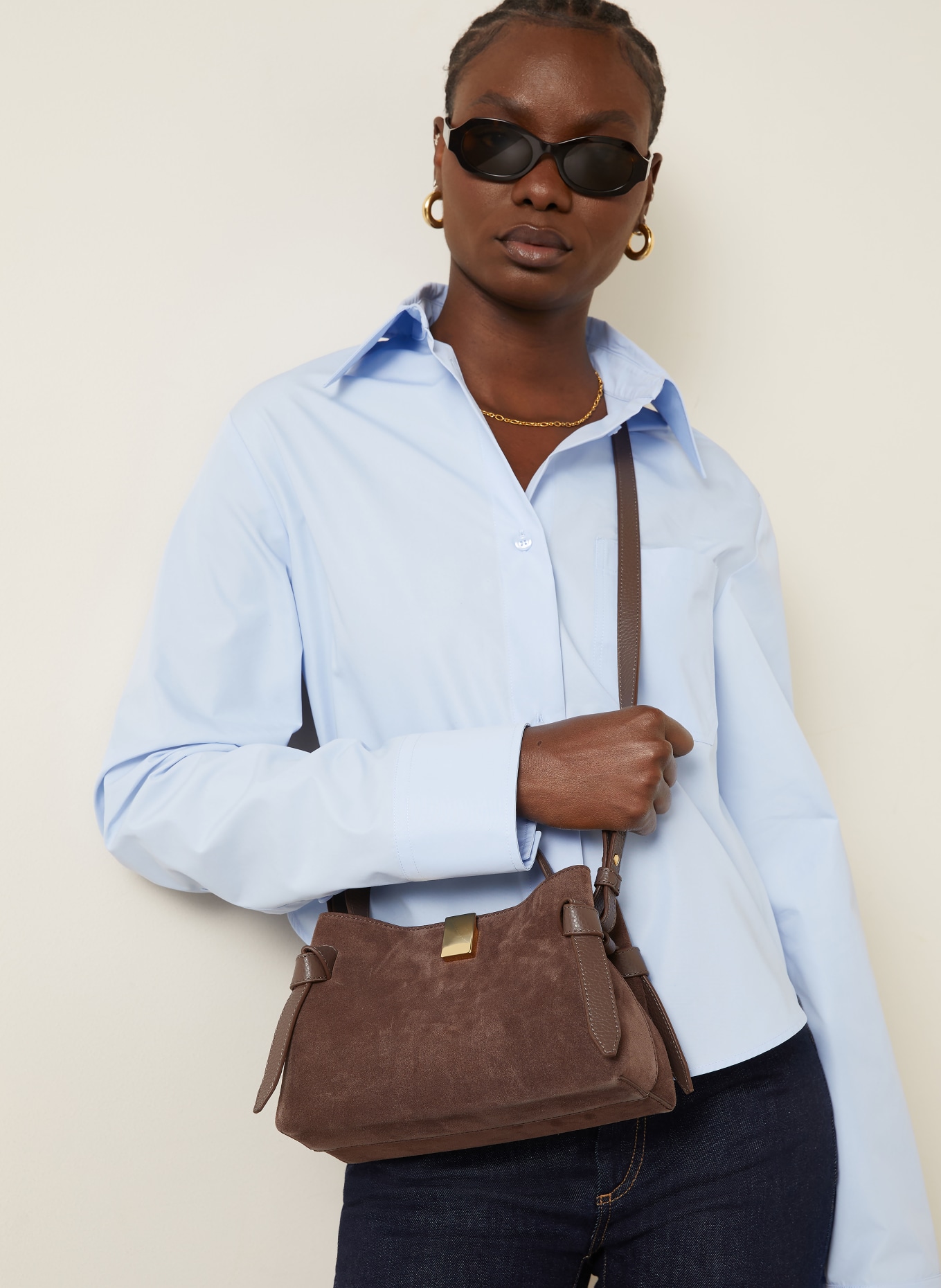 YUZEFI Torebka GYOZA MINI: BRĄZOWY