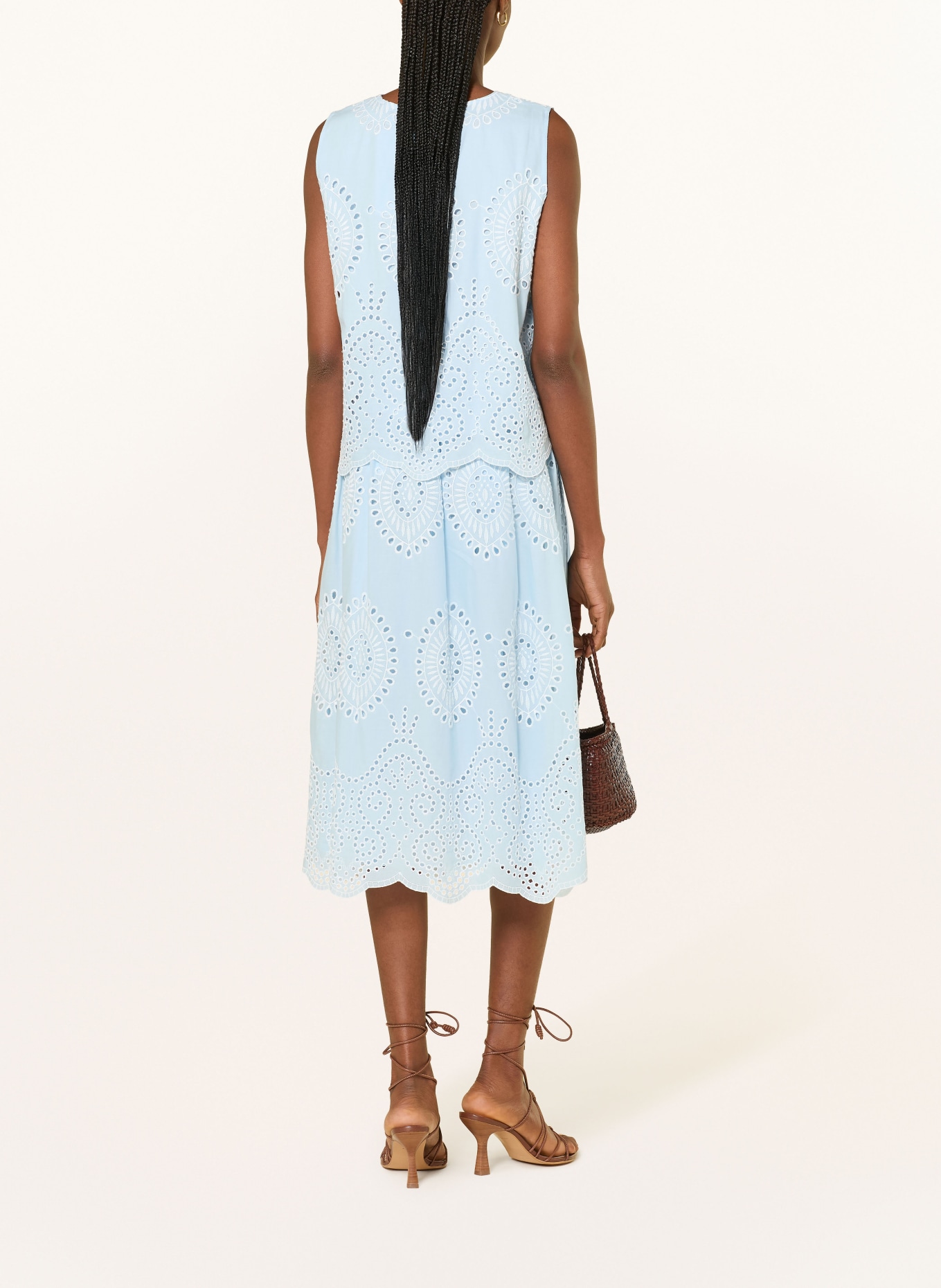 MORE & MORE Spódnica z koronki z dziurkami: JASNONIEBIESKI / BIAŁY