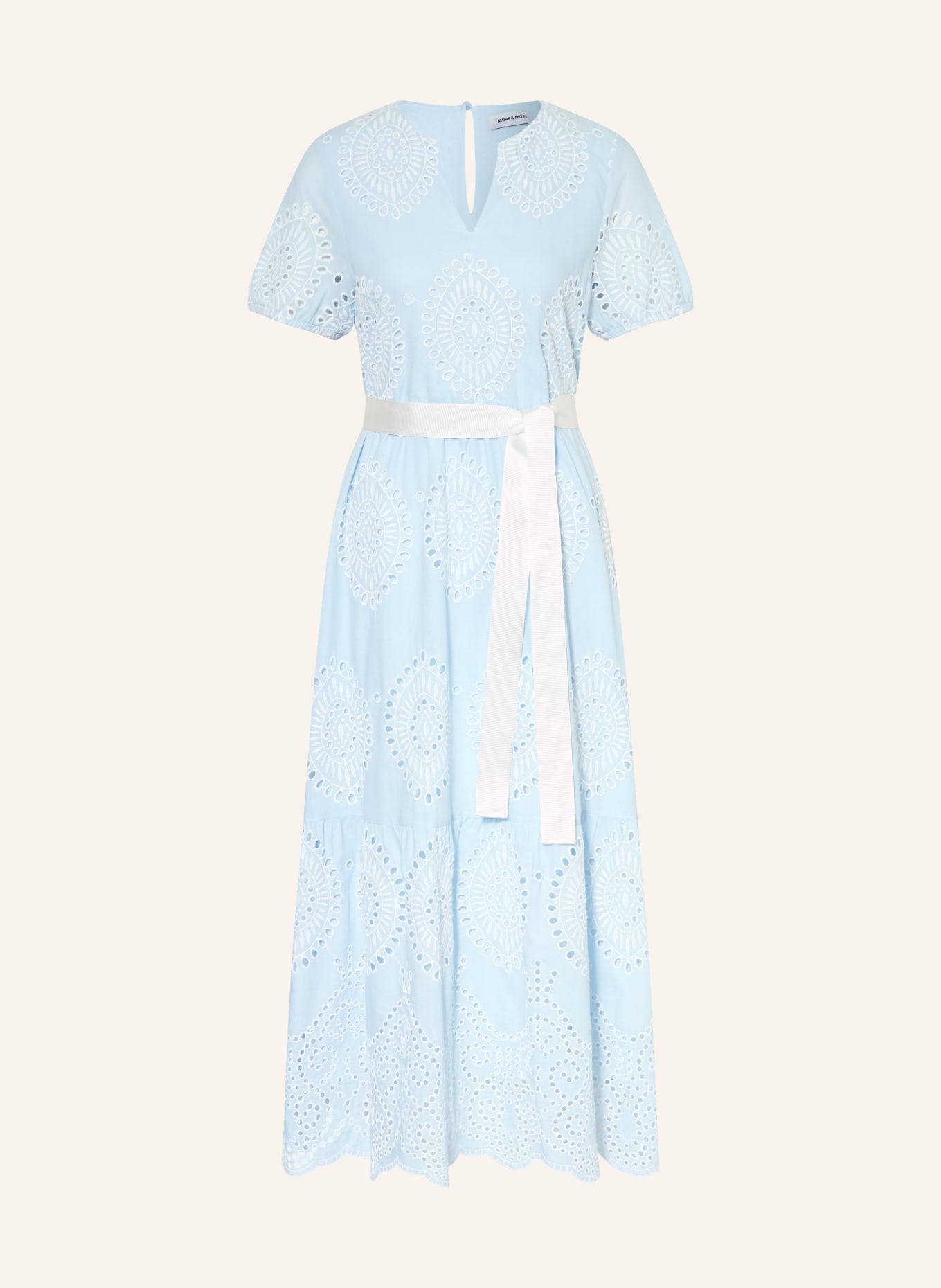 MORE & MORE Kleid aus Lochspitze: HELLBLAU / WEISS