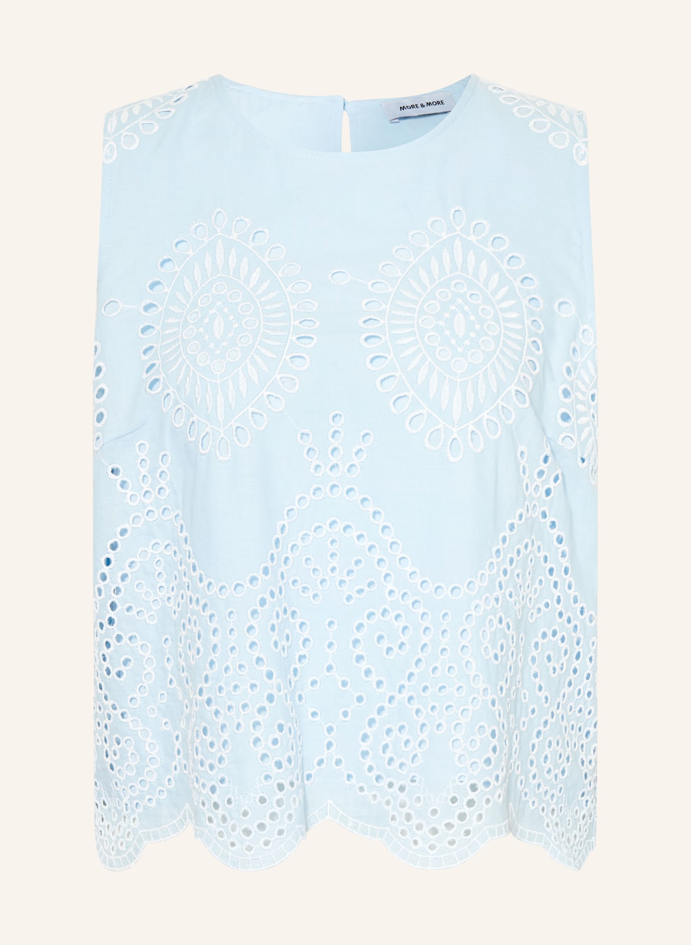 MORE & MORE Blouse en dentelle ajourée: BLEU CLAIR