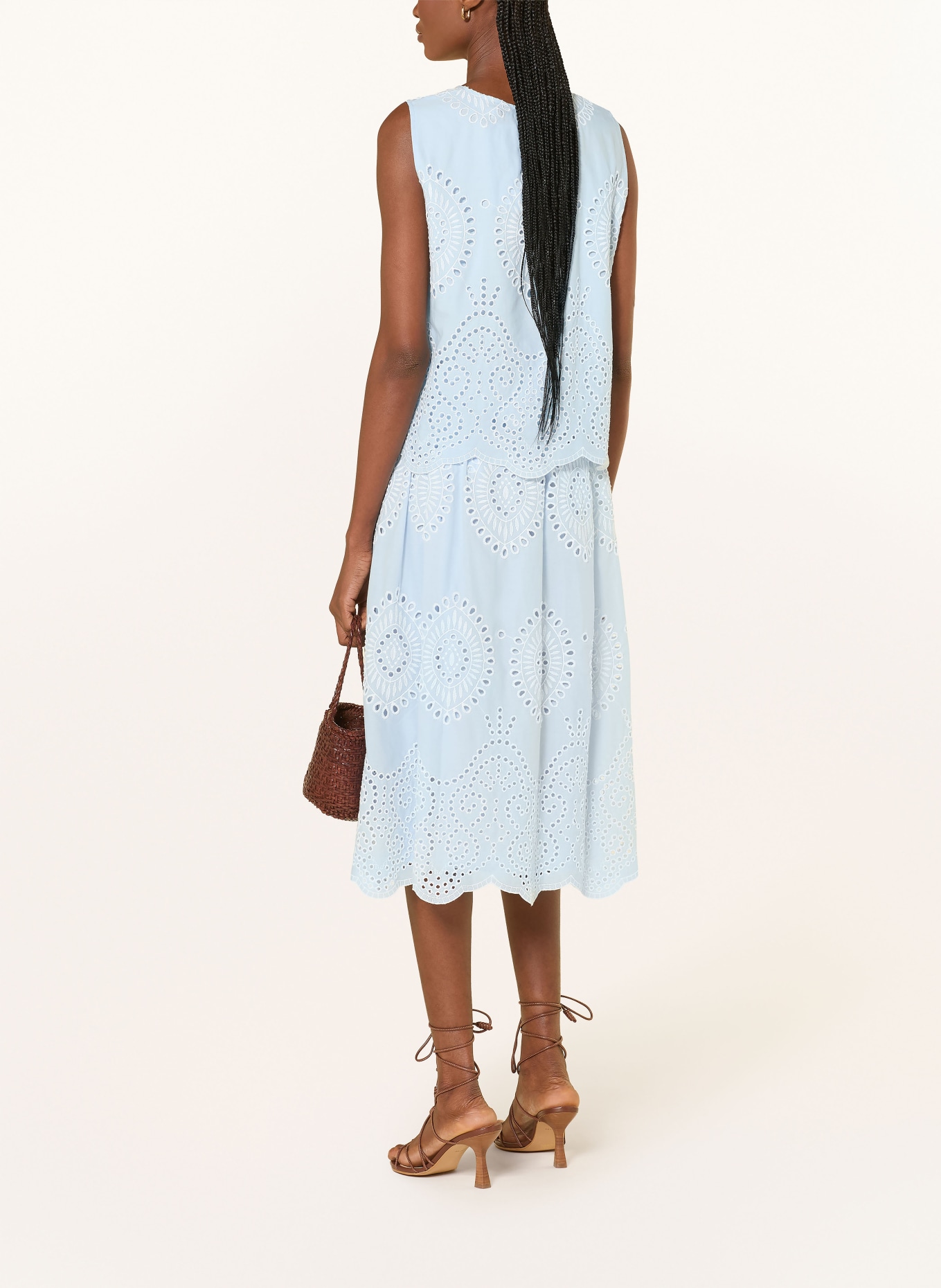 MORE & MORE Blouse en dentelle ajourée: BLEU CLAIR