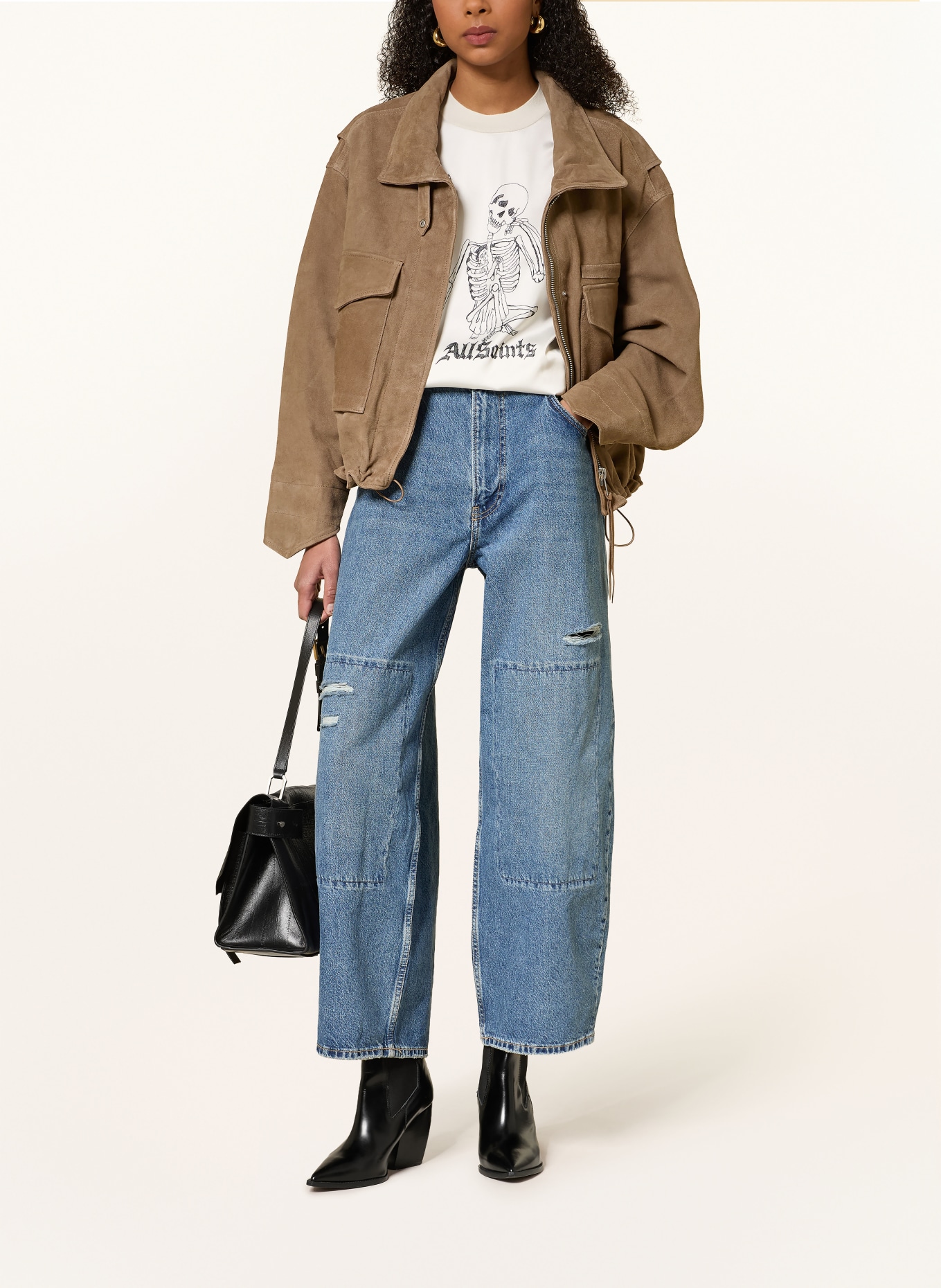 ALLSAINTS CLAY leather jacket: BROWN