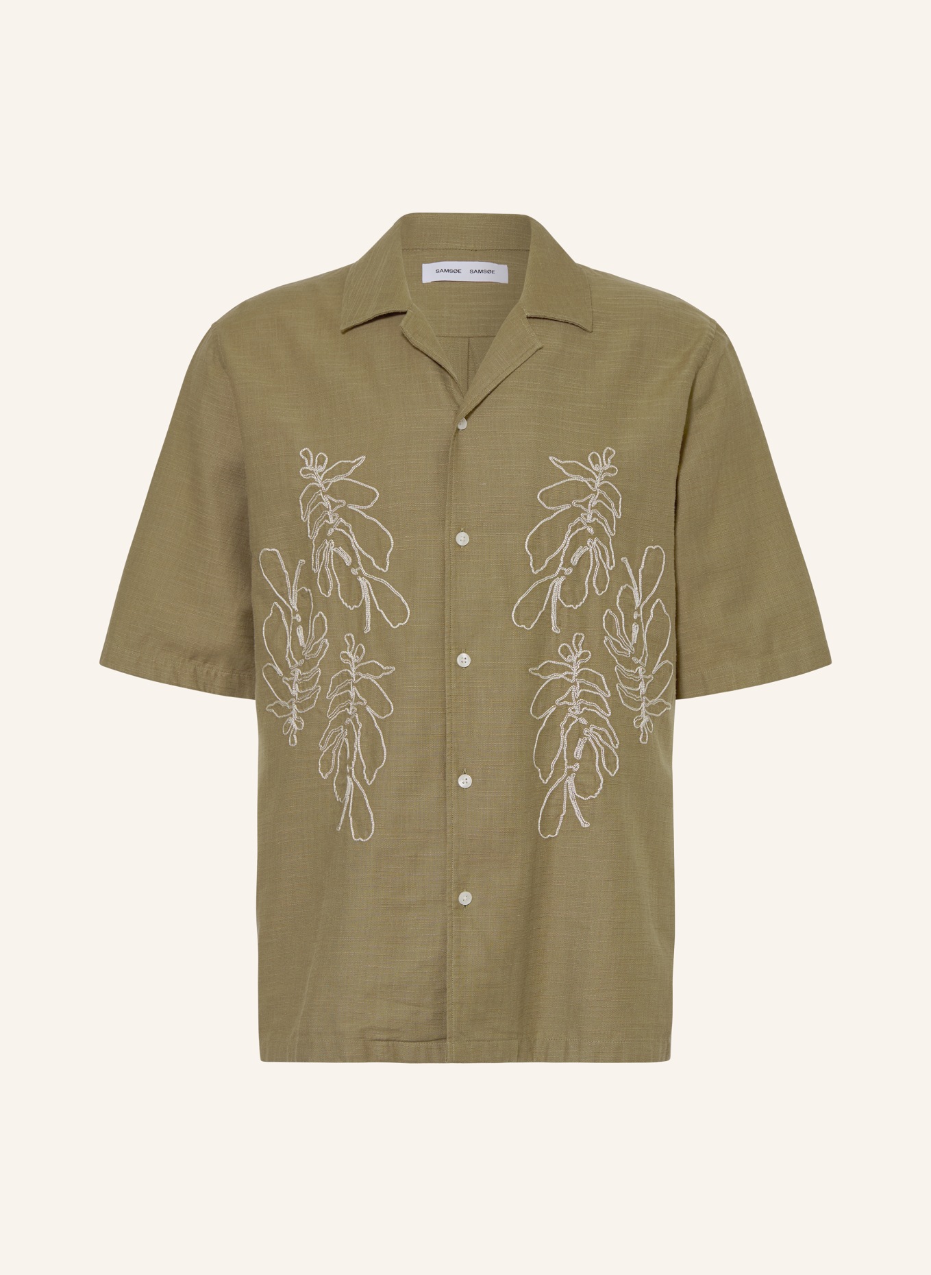 SAMSØE  SAMSØE Resorthemd SAOSCAR Comfort Fit: KHAKI / WEISS