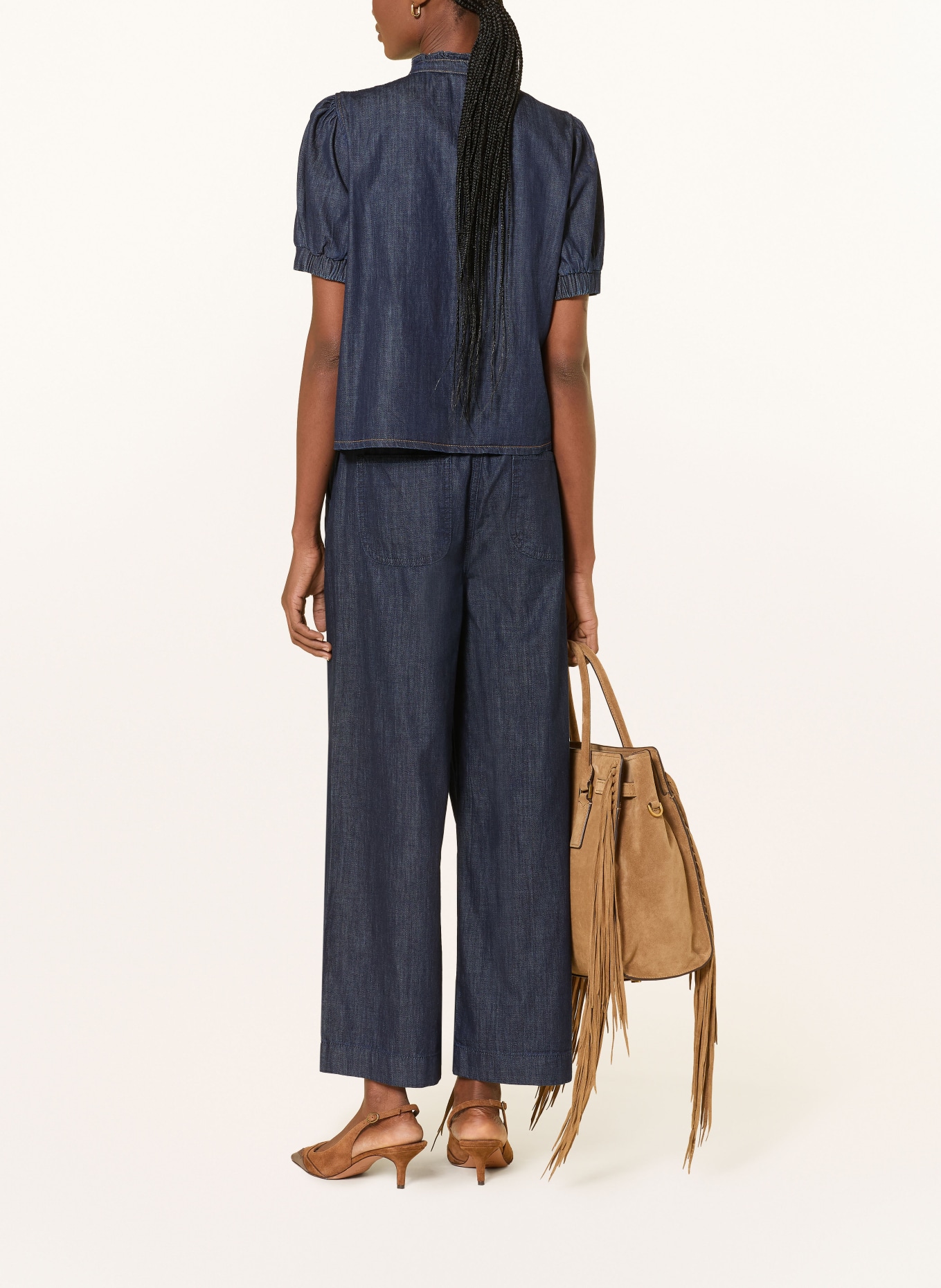 MORE & MORE Jeansbluse: DUNKELBLAU