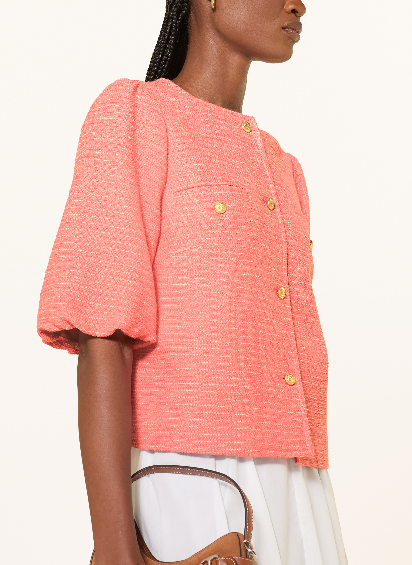 MORE & MORE Bouclé jas: LICHTROOD