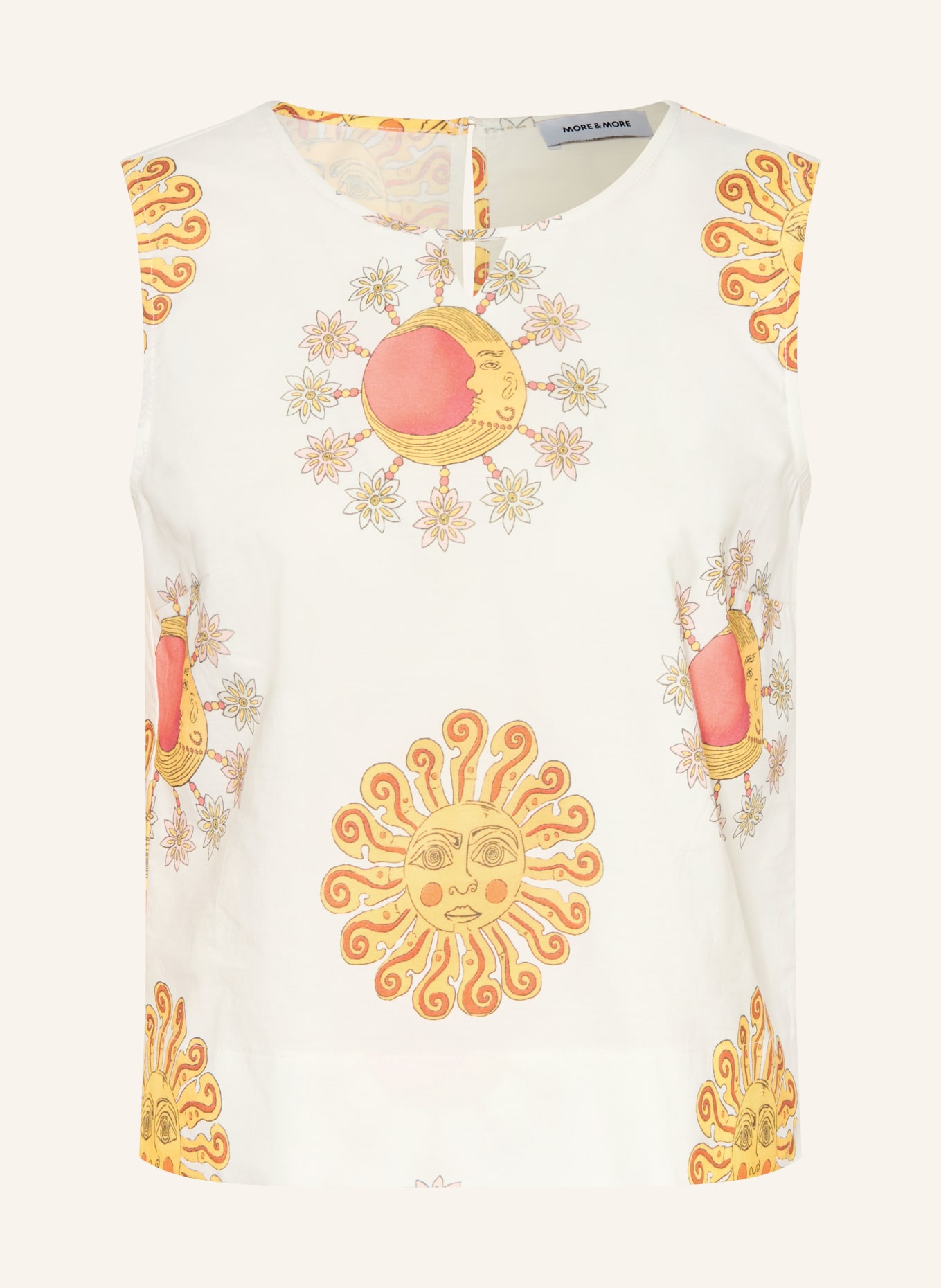 MORE & MORE Blouse met uitsnijding: CRÈME / DONKERORANJE / DONKERGEEL