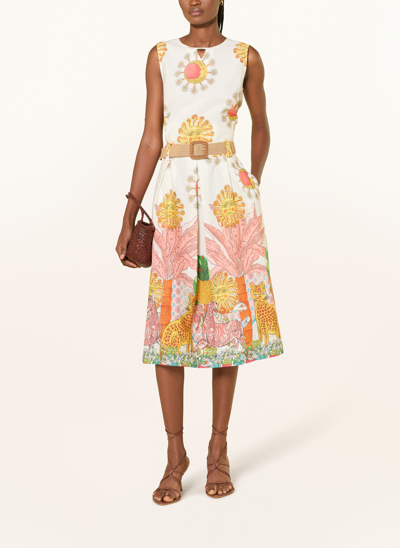 MORE & MORE Blouse met uitsnijding: CRÈME / DONKERORANJE / DONKERGEEL