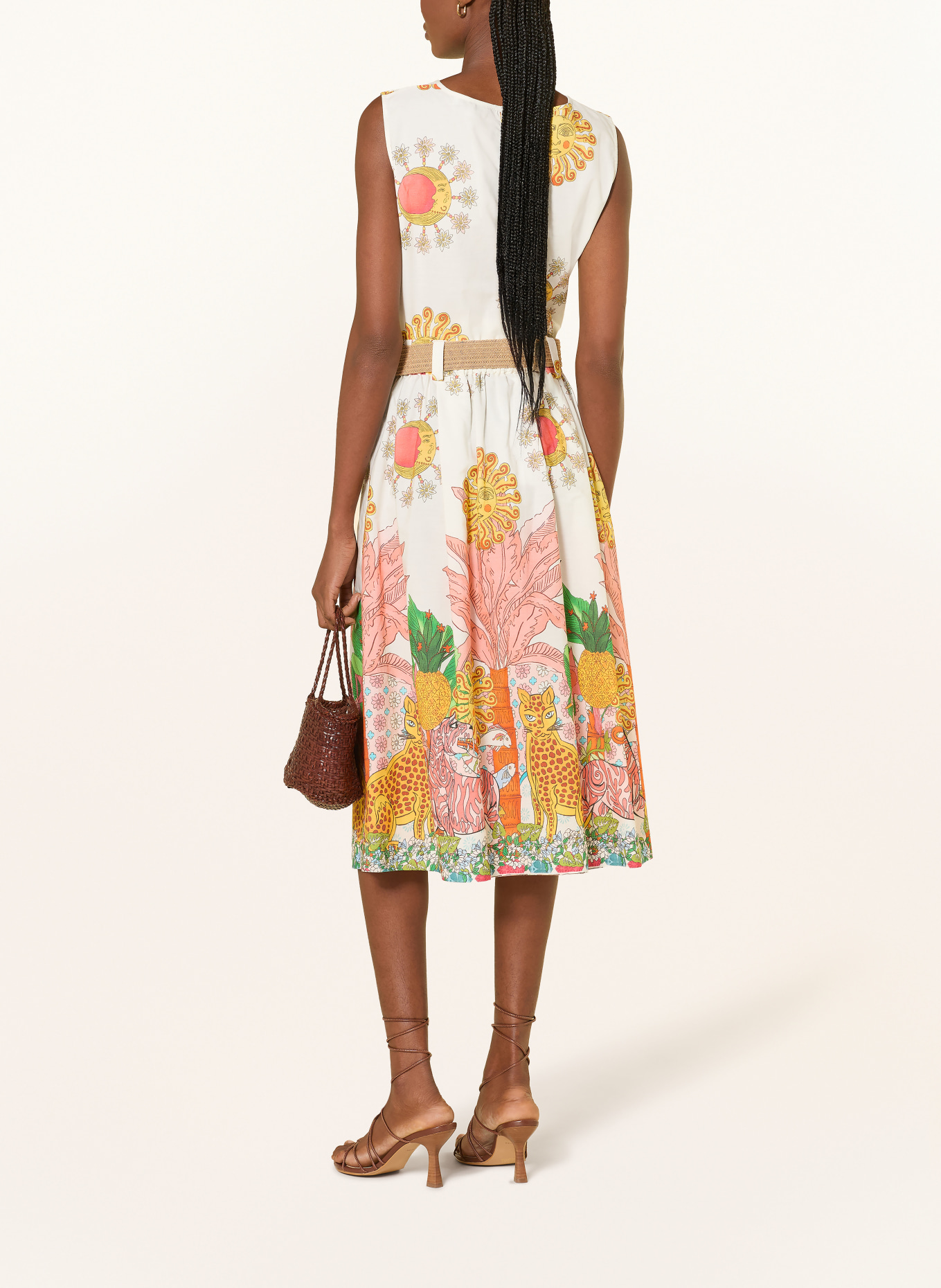 MORE & MORE Blouse met uitsnijding: CRÈME / DONKERORANJE / DONKERGEEL