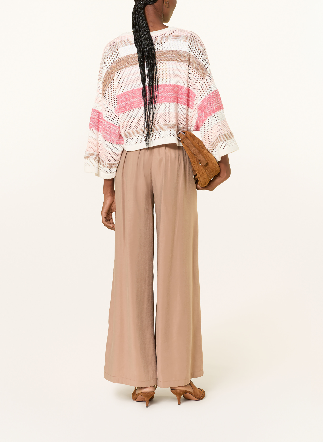 MORE & MORE Pullover: HELLROT / CAMEL / ECRU