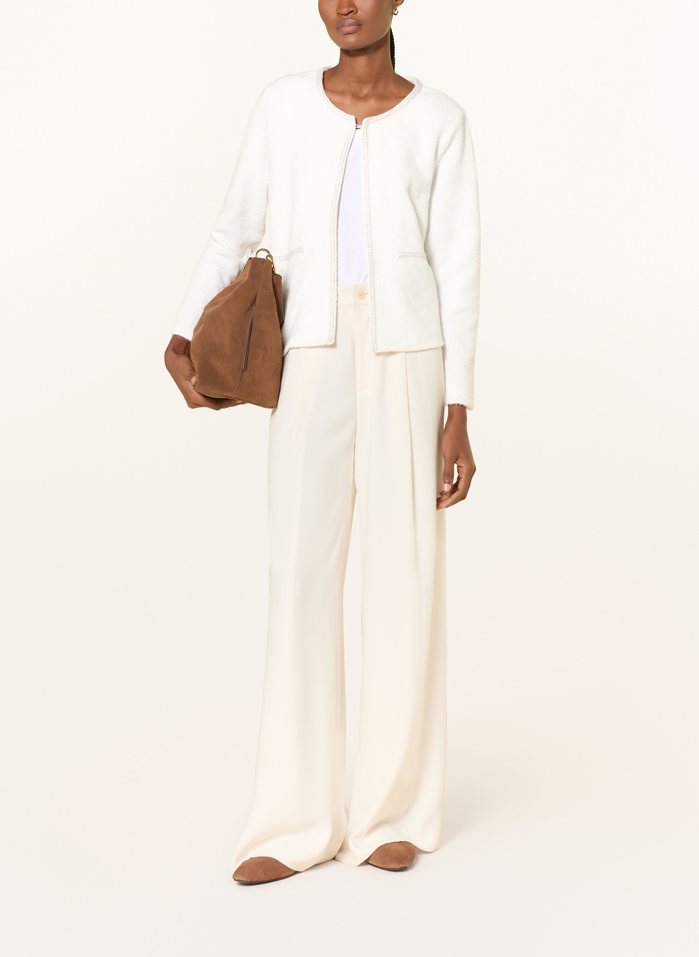 MORE & MORE Bouclé-Jacke mit Glitzergarn: ECRU