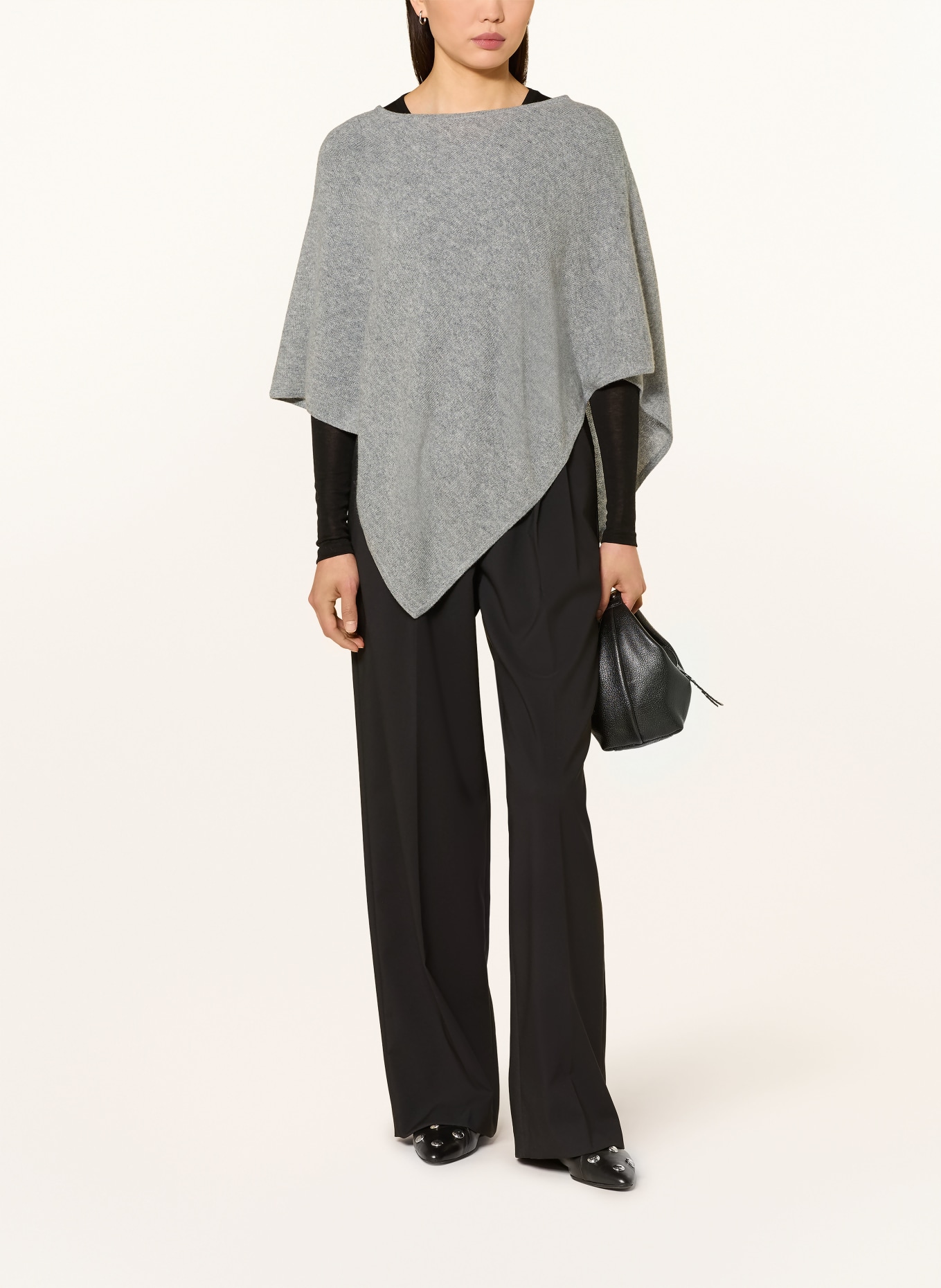 darling harbour cashmere poncho: GREY MELANGE