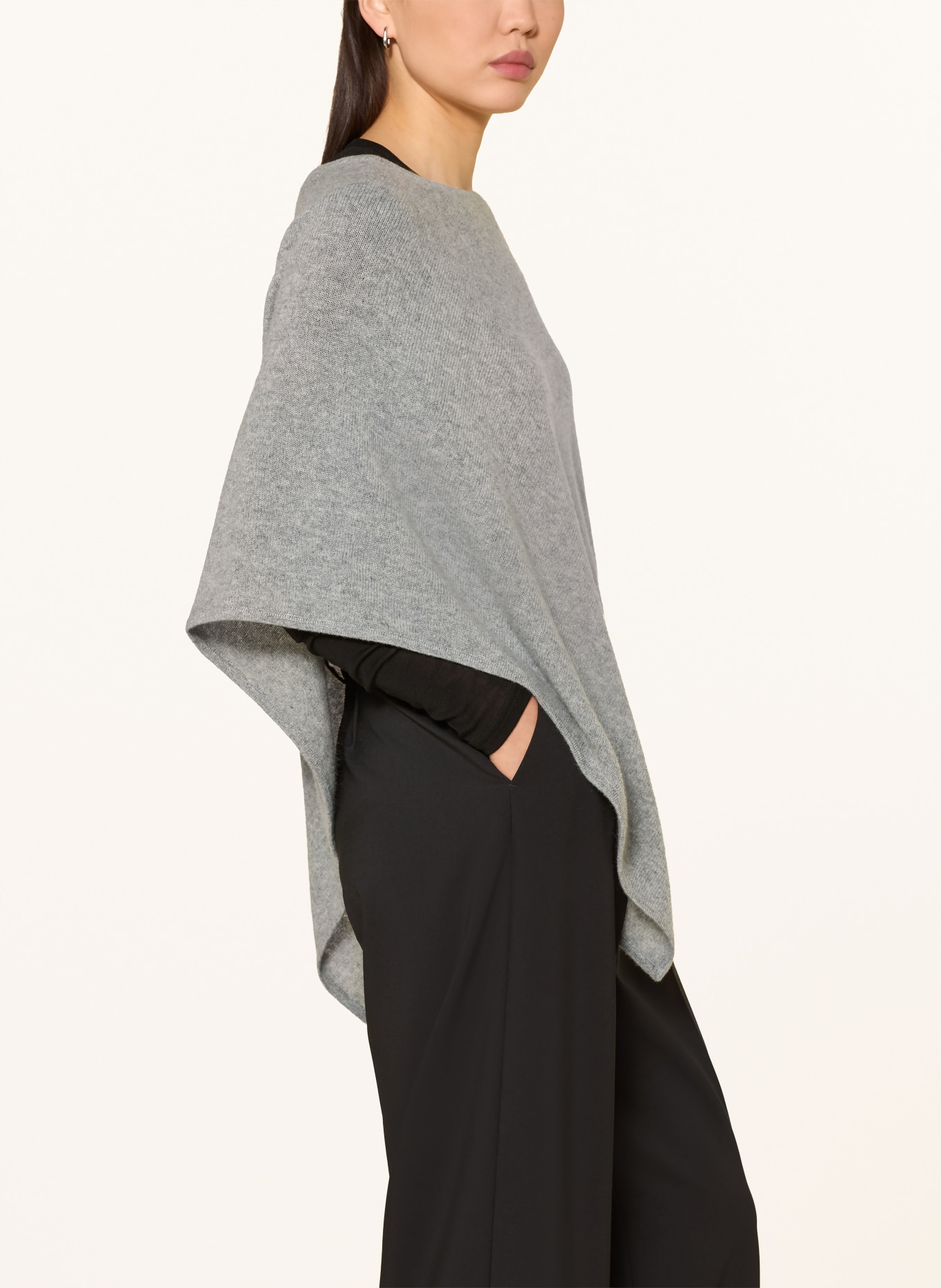 darling harbour cashmere poncho: GREY MELANGE