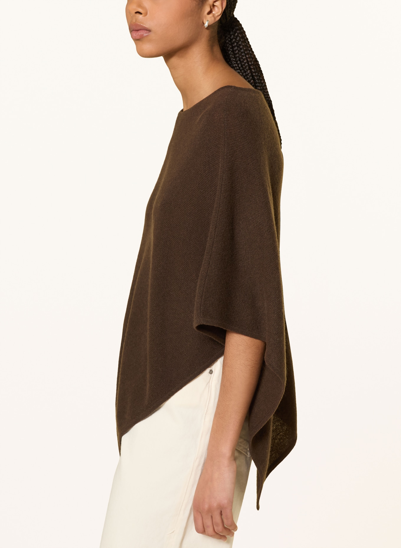 darling harbour cashmere poncho: DARK BROWN