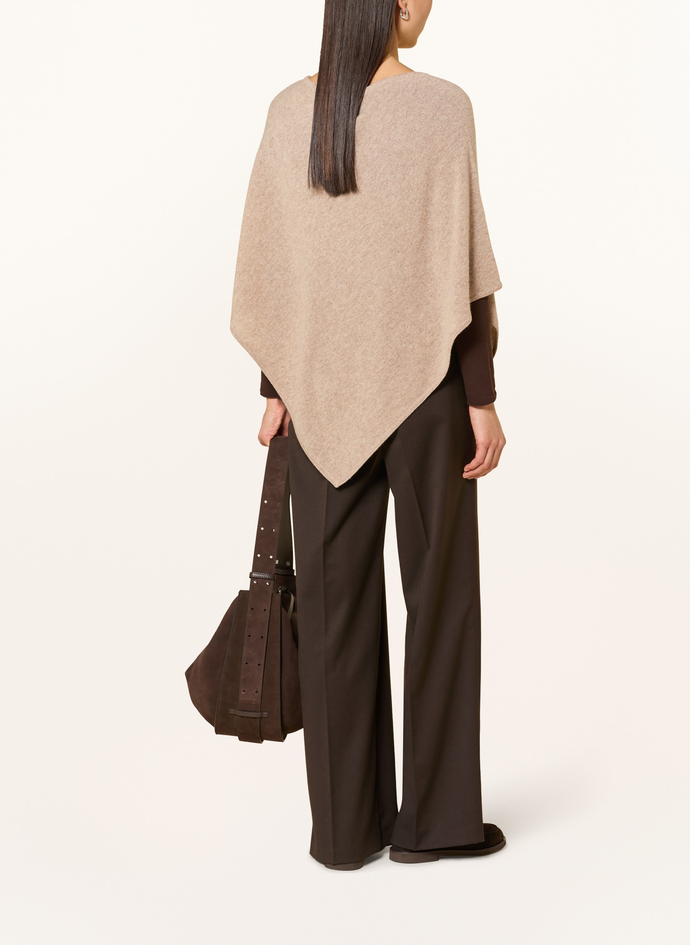 darling harbour cashmere poncho: GREIGE MELANGE