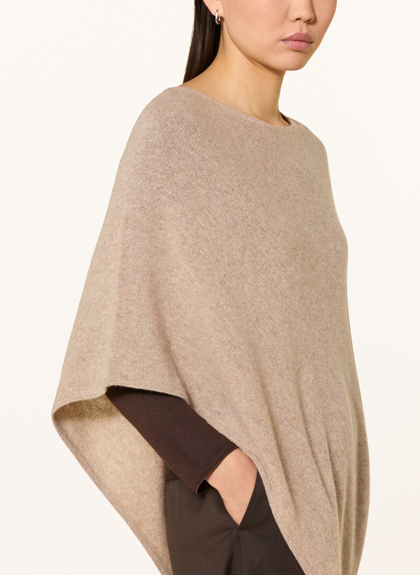 darling harbour cashmere poncho: GREIGE MELANGE