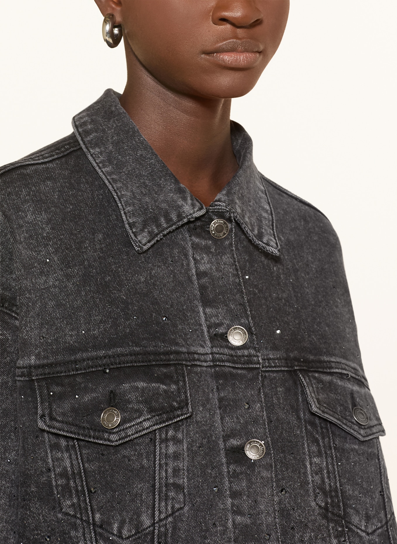 miss goodlife Kurtka dżinsowa z kamieniami ozdobnymi: 328 darkgrey