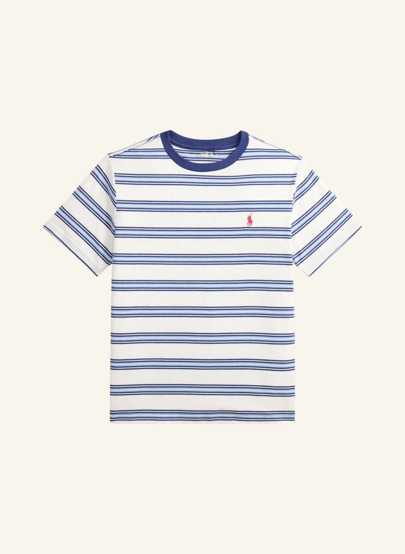 POLO RALPH LAUREN T-Shirt: ECRU / HELLBLAU / DUNKELBLAU