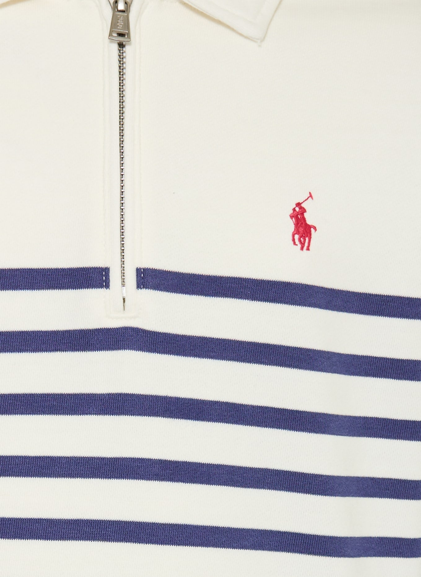 POLO RALPH LAUREN Sweat-Poloshirt: WEISS / DUNKELBLAU