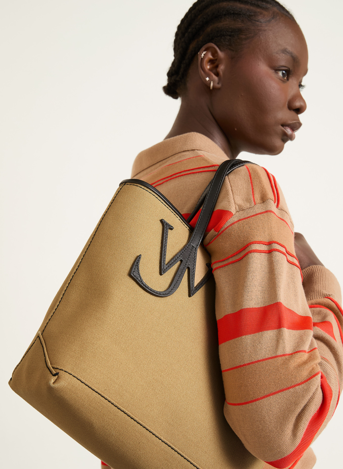 JW ANDERSON Shopper ANCHOR SMALL: BEIGE / SCHWARZ