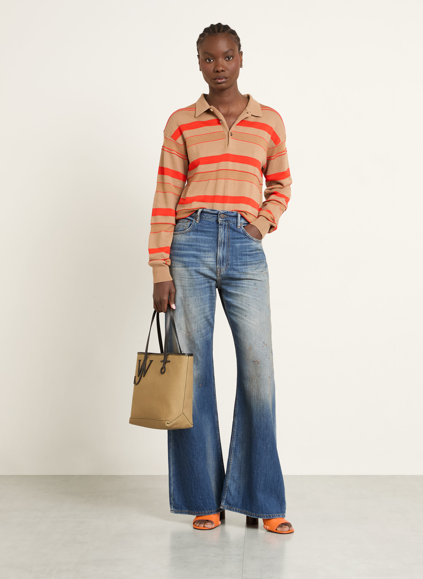 JW ANDERSON Shopper ANCHOR SMALL: BEIGE / SCHWARZ