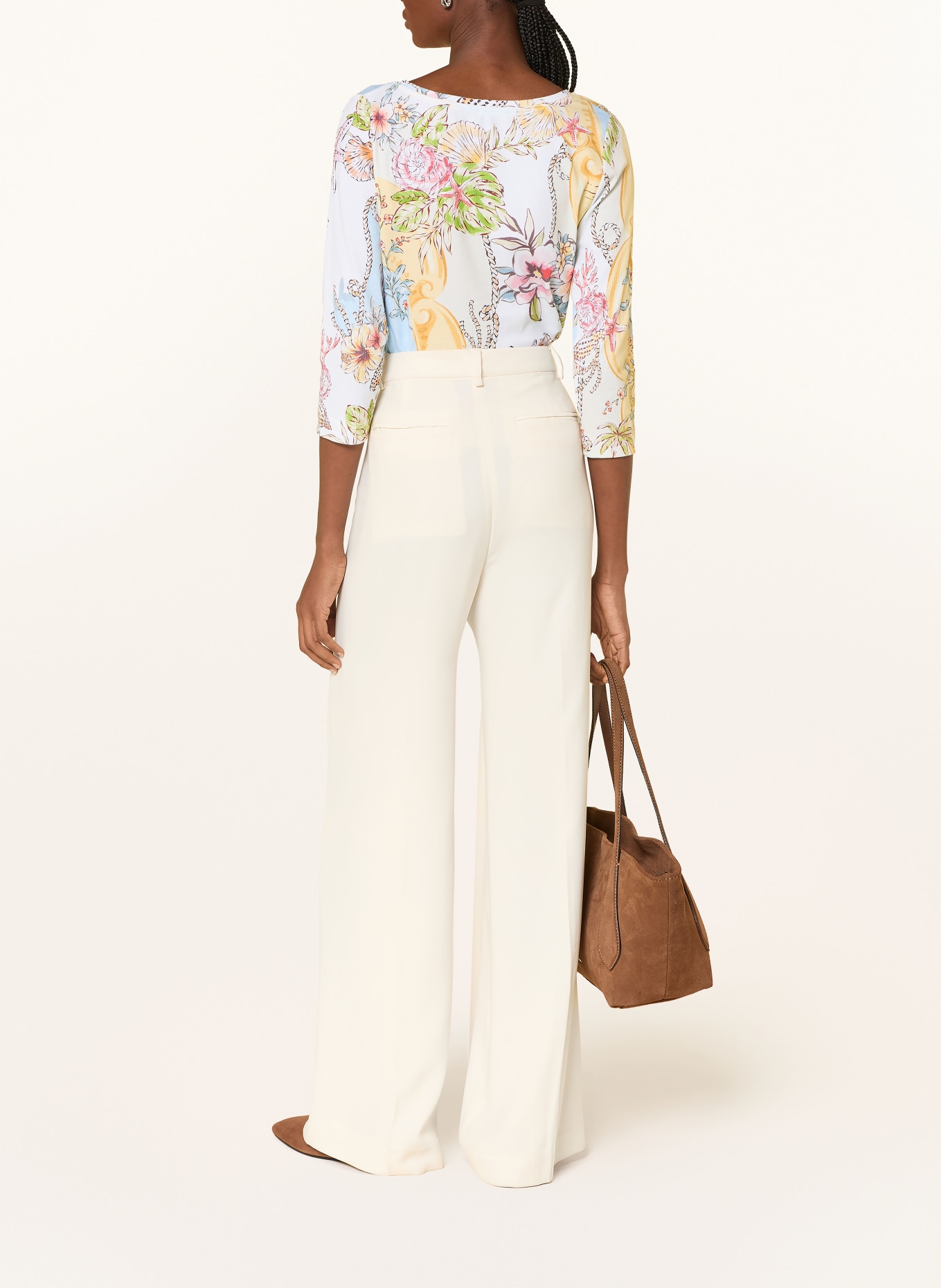 efixelle Tričko s 3/4 rukávem: TMAVĚ MODRÁ / SVĚTLE HNĚDÁ / SVĚTLE ČERVENÁ