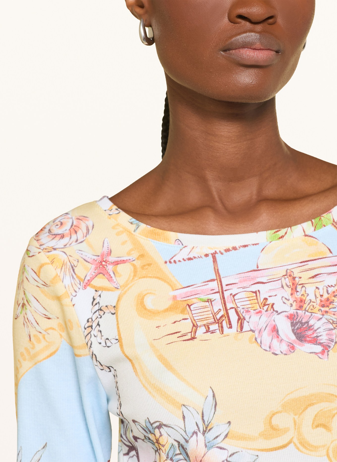 efixelle Tričko s 3/4 rukávem: TMAVĚ MODRÁ / SVĚTLE HNĚDÁ / SVĚTLE ČERVENÁ