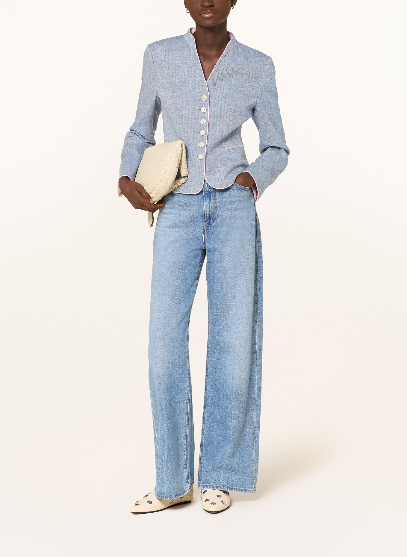 White Label Sako s lemováním: TMAVĚ MODRÁ / RŮŽOVÁ