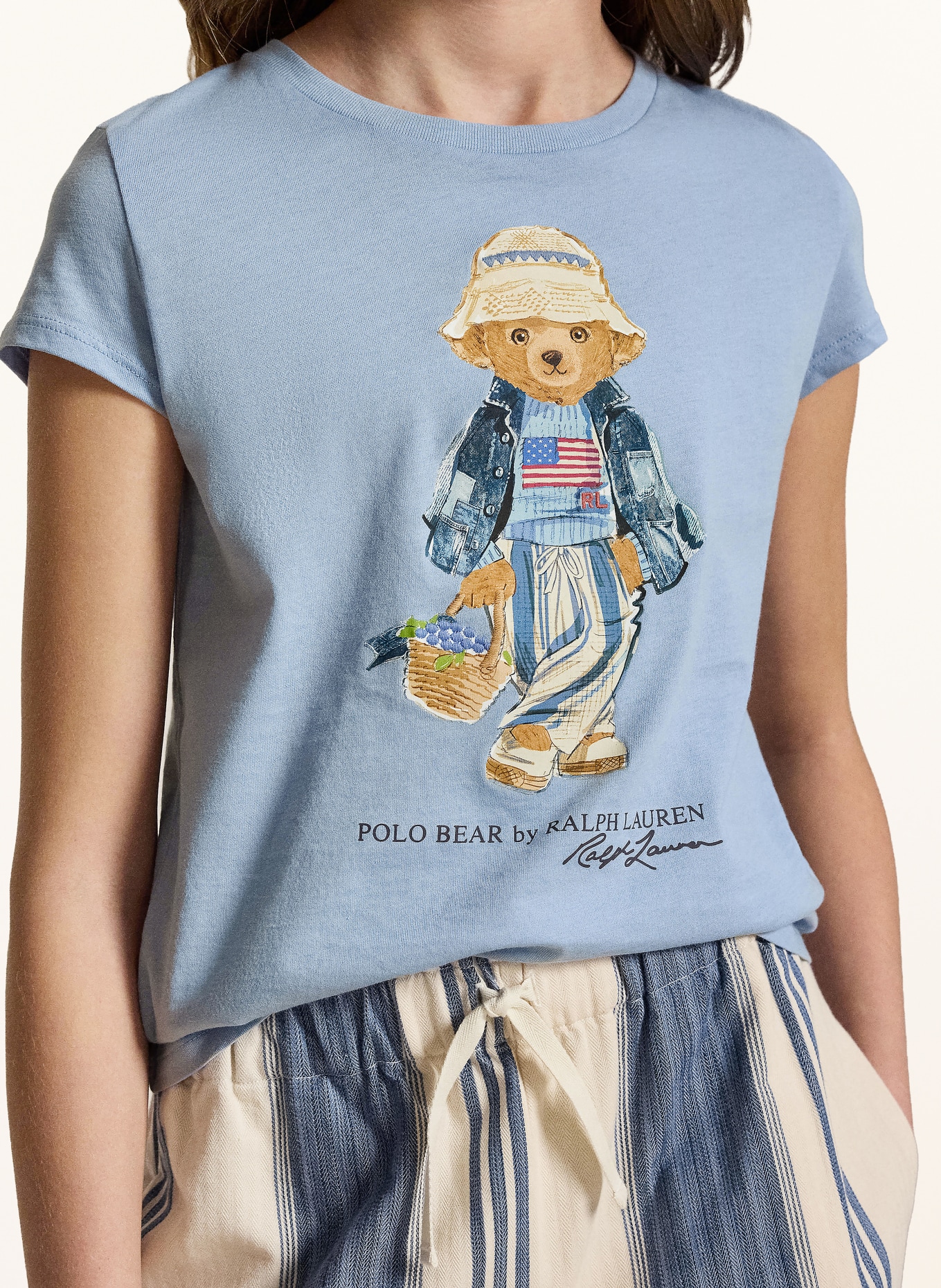 POLO RALPH LAUREN T-Shirt: HELLBLAU / HELLBRAUN