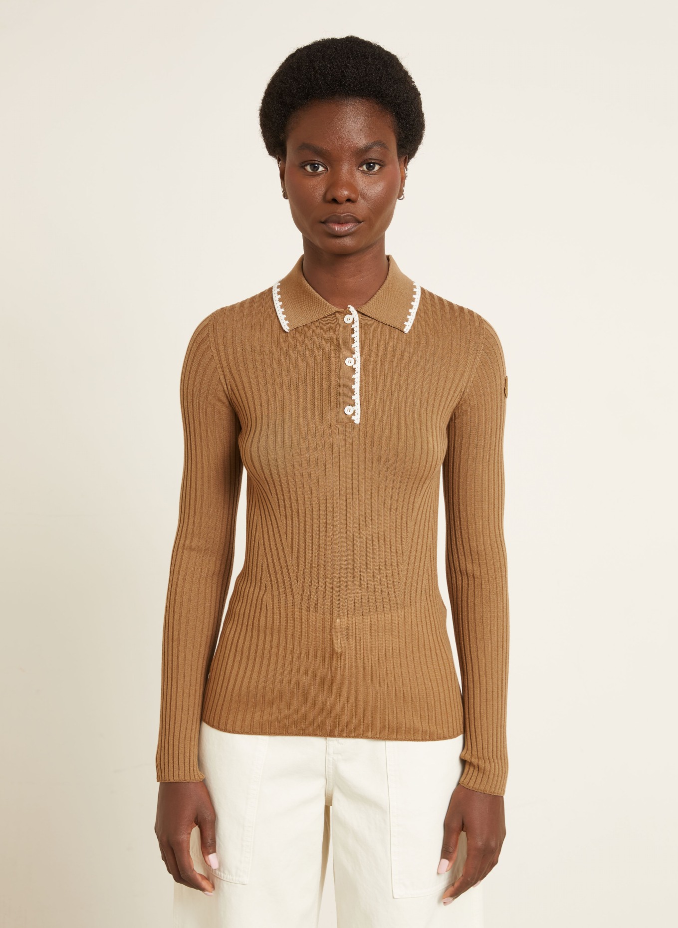 MONCLER Strick-Poloshirt: BRAUN