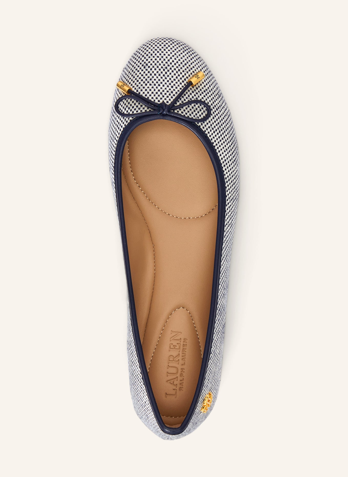 LAUREN RALPH LAUREN Ballerinas JAYNA: WEISS / DUNKELBLAU