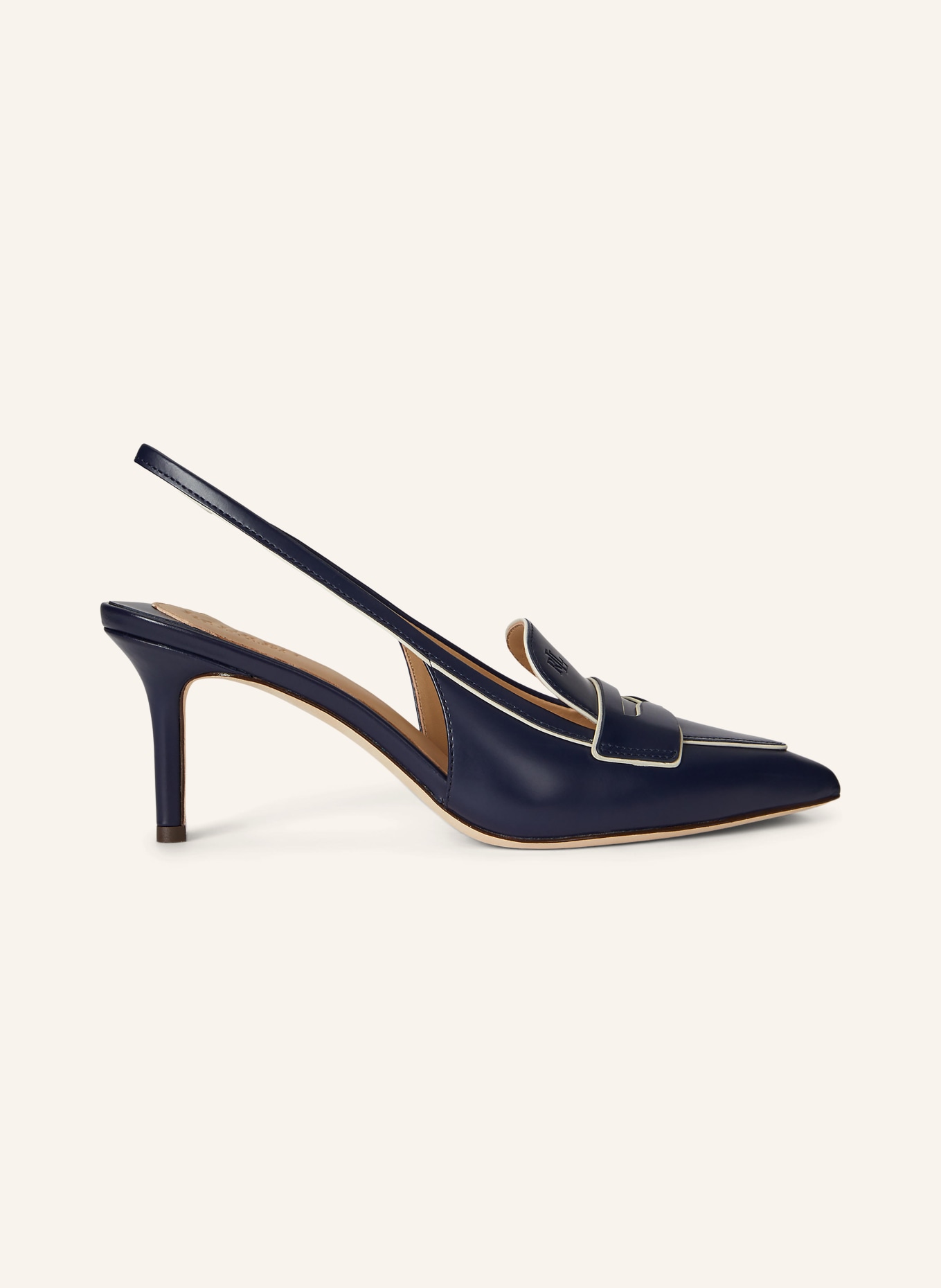 LAUREN RALPH LAUREN Slingpumps KHLOE: DUNKELBLAU / ECRU