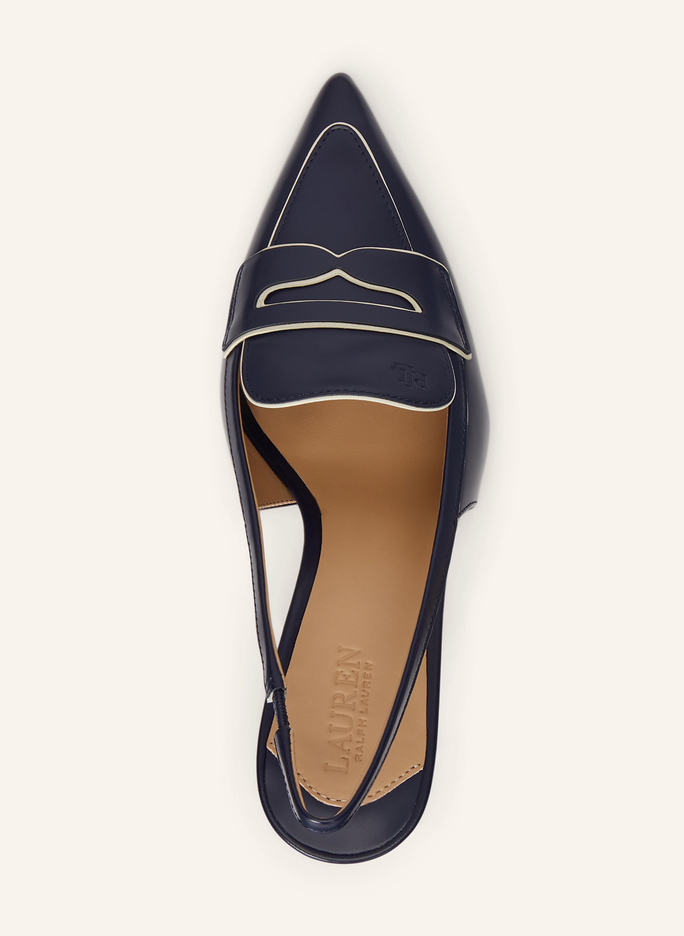 LAUREN RALPH LAUREN Slingpumps KHLOE: DUNKELBLAU / ECRU