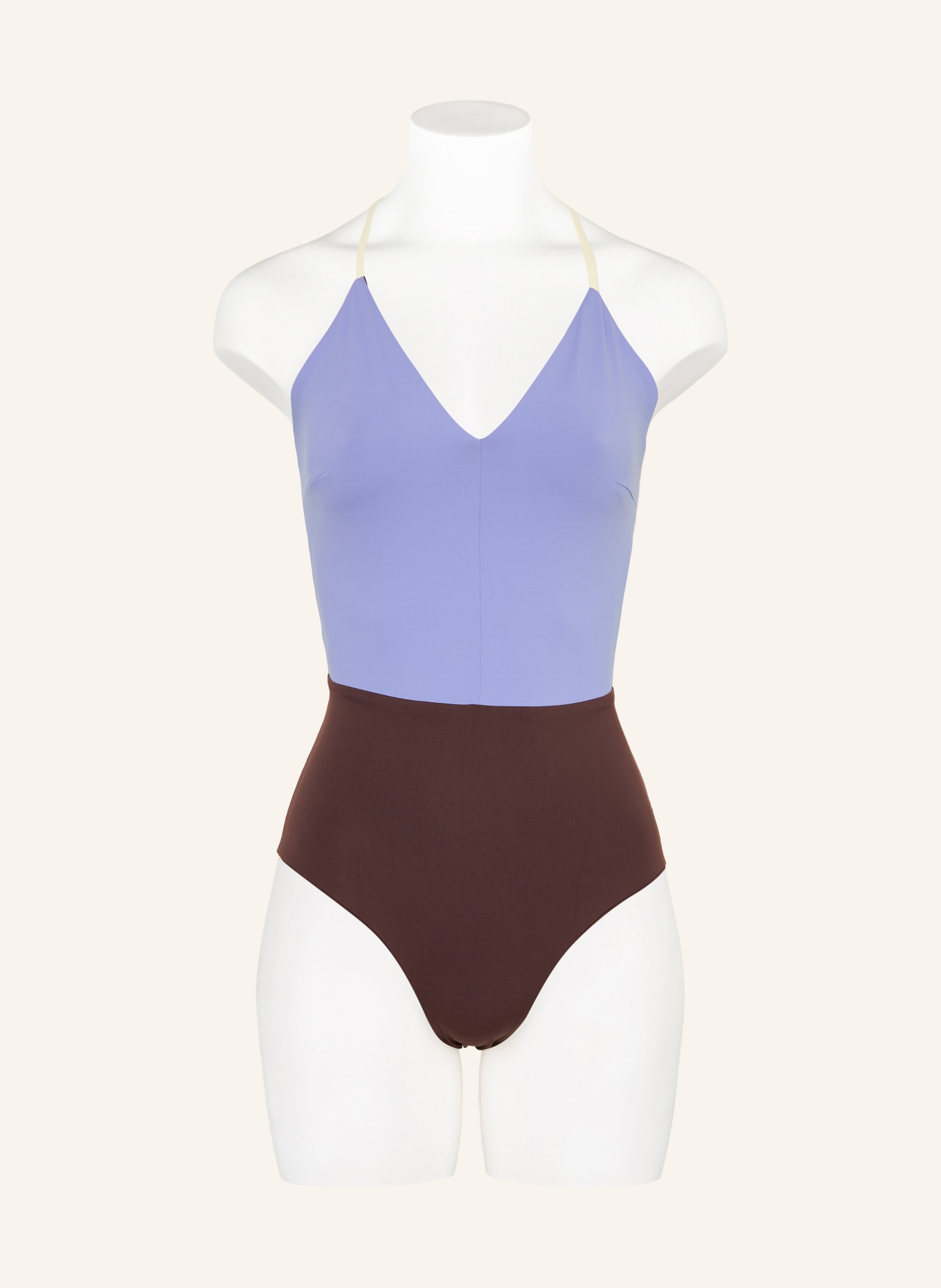 MYMARINI SUMMERSUIT reversible swimsuit with UV protection: DARK BROWN / CREAM / LIGHT PURPLE