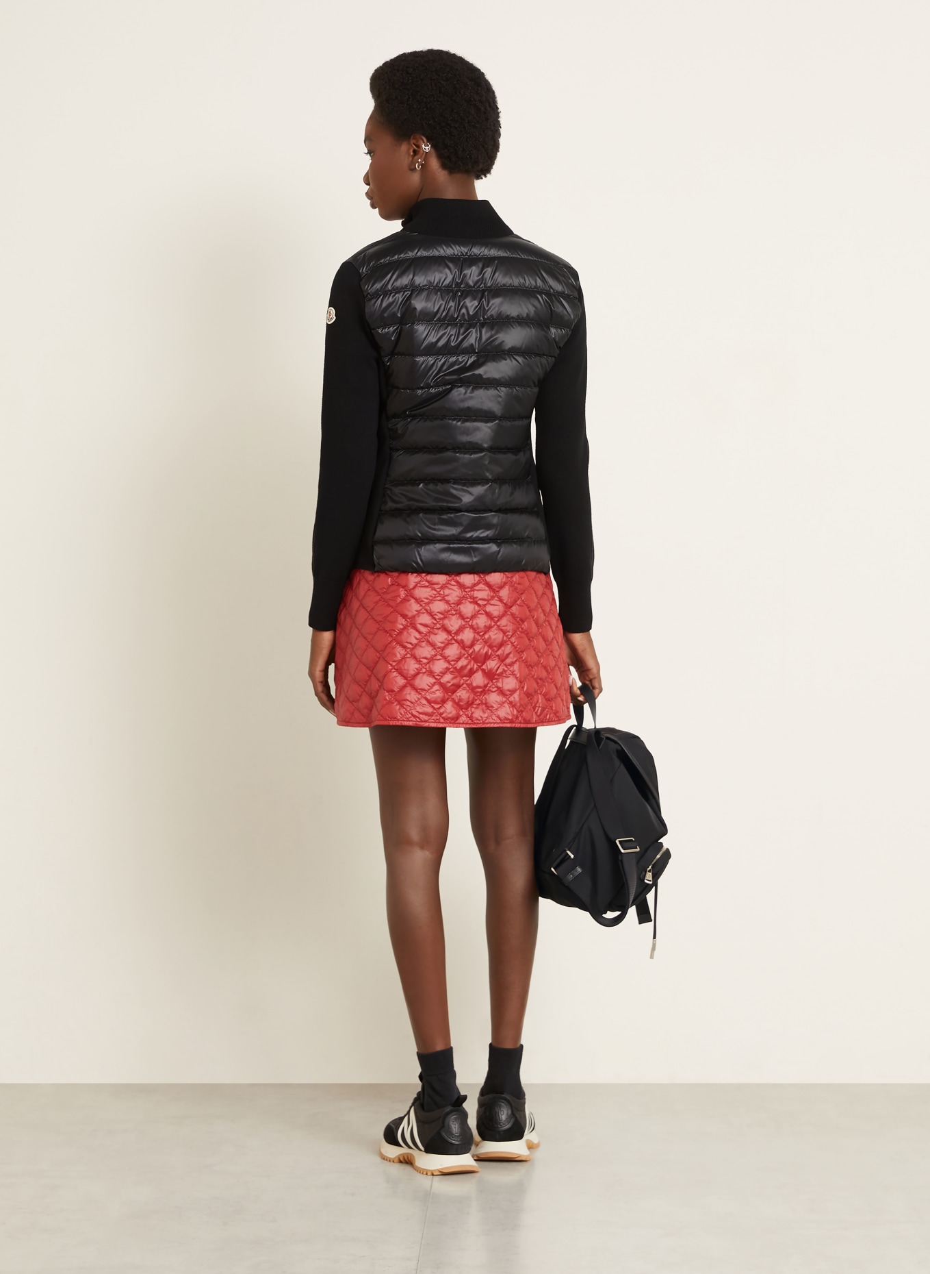 MONCLER Daunenjacke im Materialmix: SCHWARZ