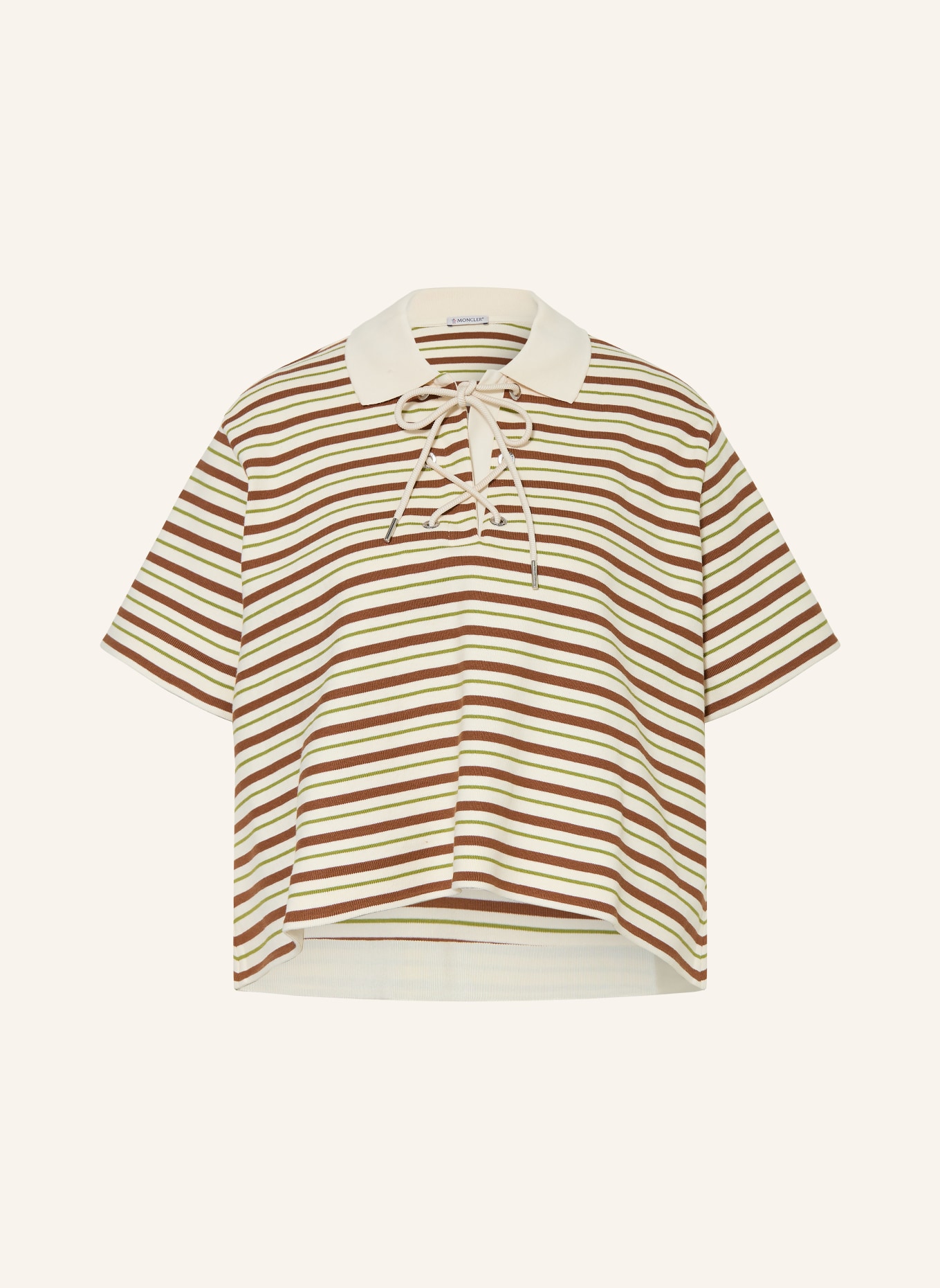 MONCLER Jersey-Poloshirt: CREME / BRAUN / GRÜN