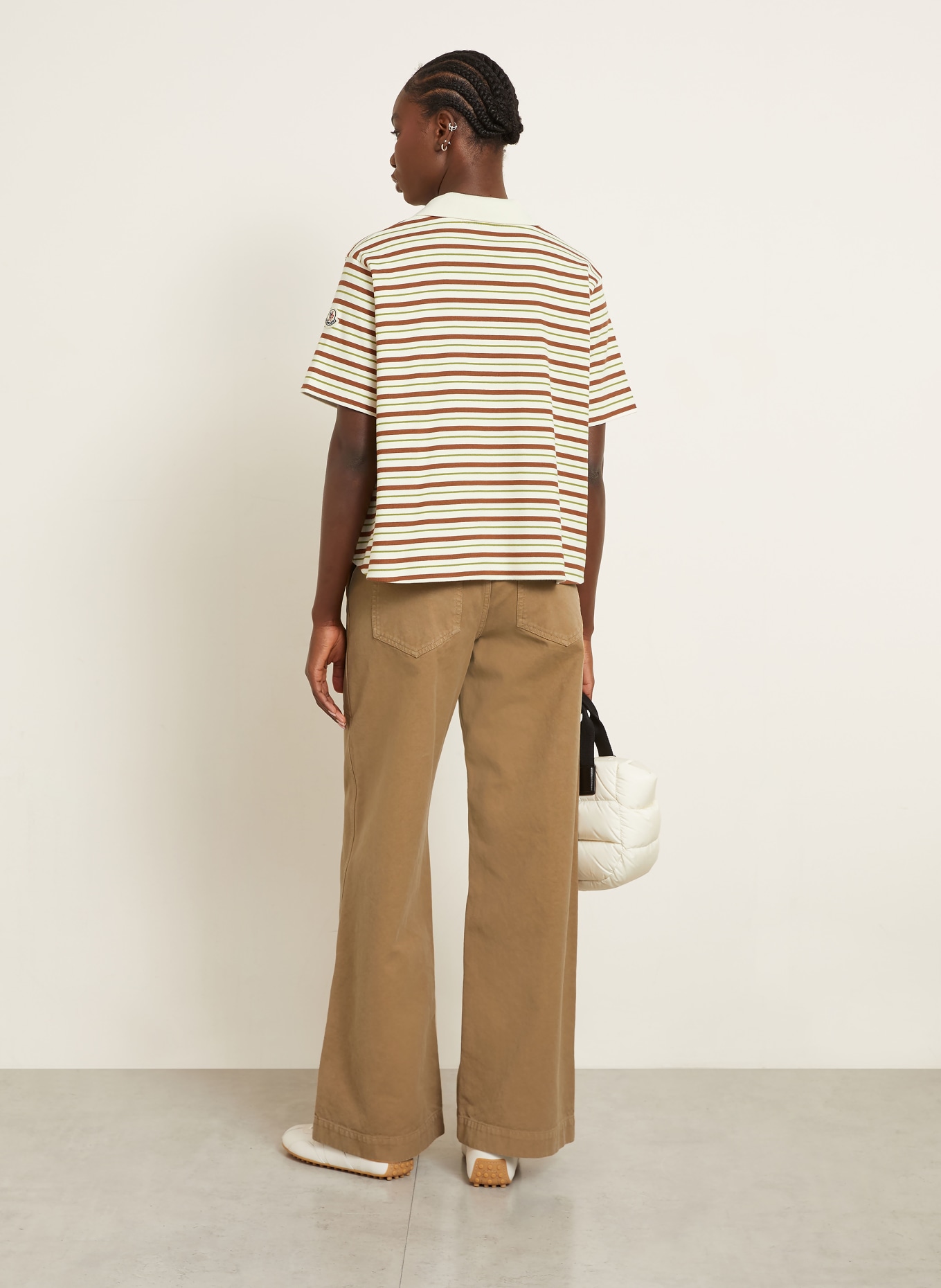 MONCLER Jersey-Poloshirt: CREME / BRAUN / GRÜN