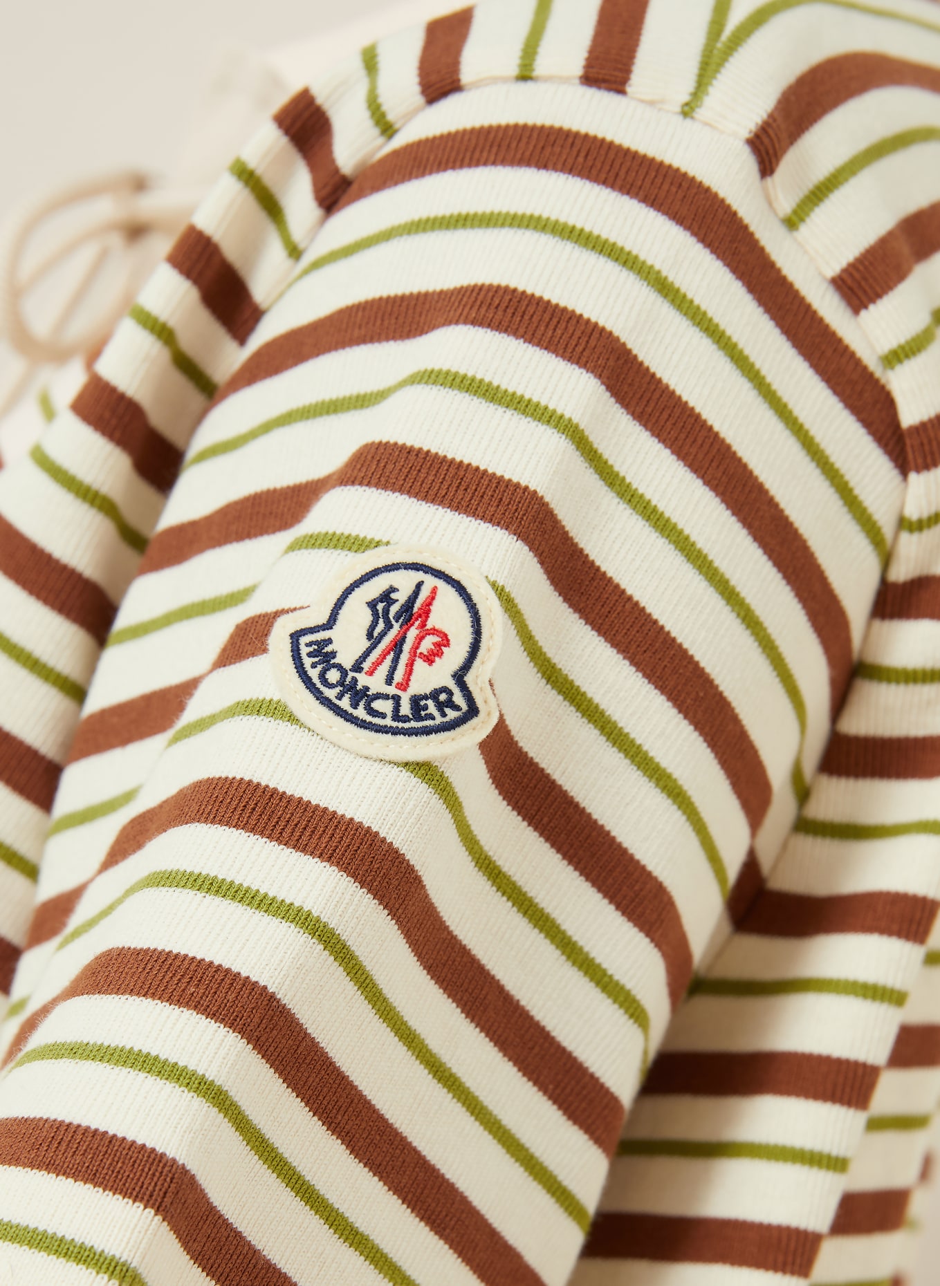 MONCLER Jersey-Poloshirt: CREME / BRAUN / GRÜN