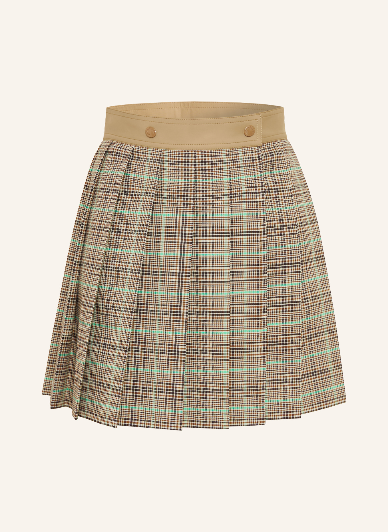 MONCLER Faltenrock: BEIGE / DUNKELBRAUN / HELLGRÜN