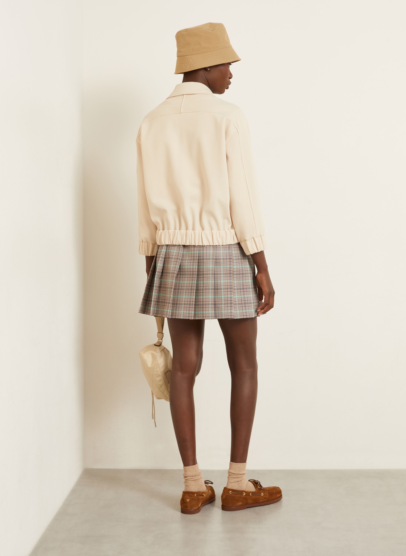 MONCLER Faltenrock: BEIGE / DUNKELBRAUN / HELLGRÜN