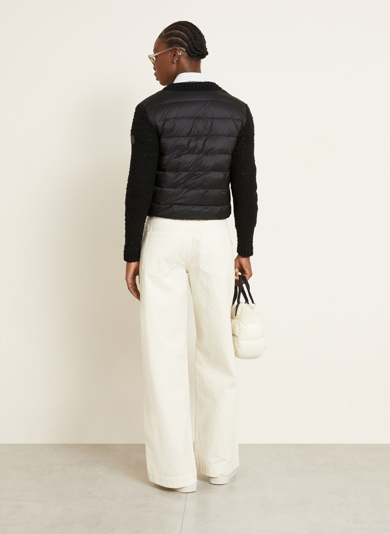 MONCLER Lightweight-Daunenjacke im Materialmix: SCHWARZ