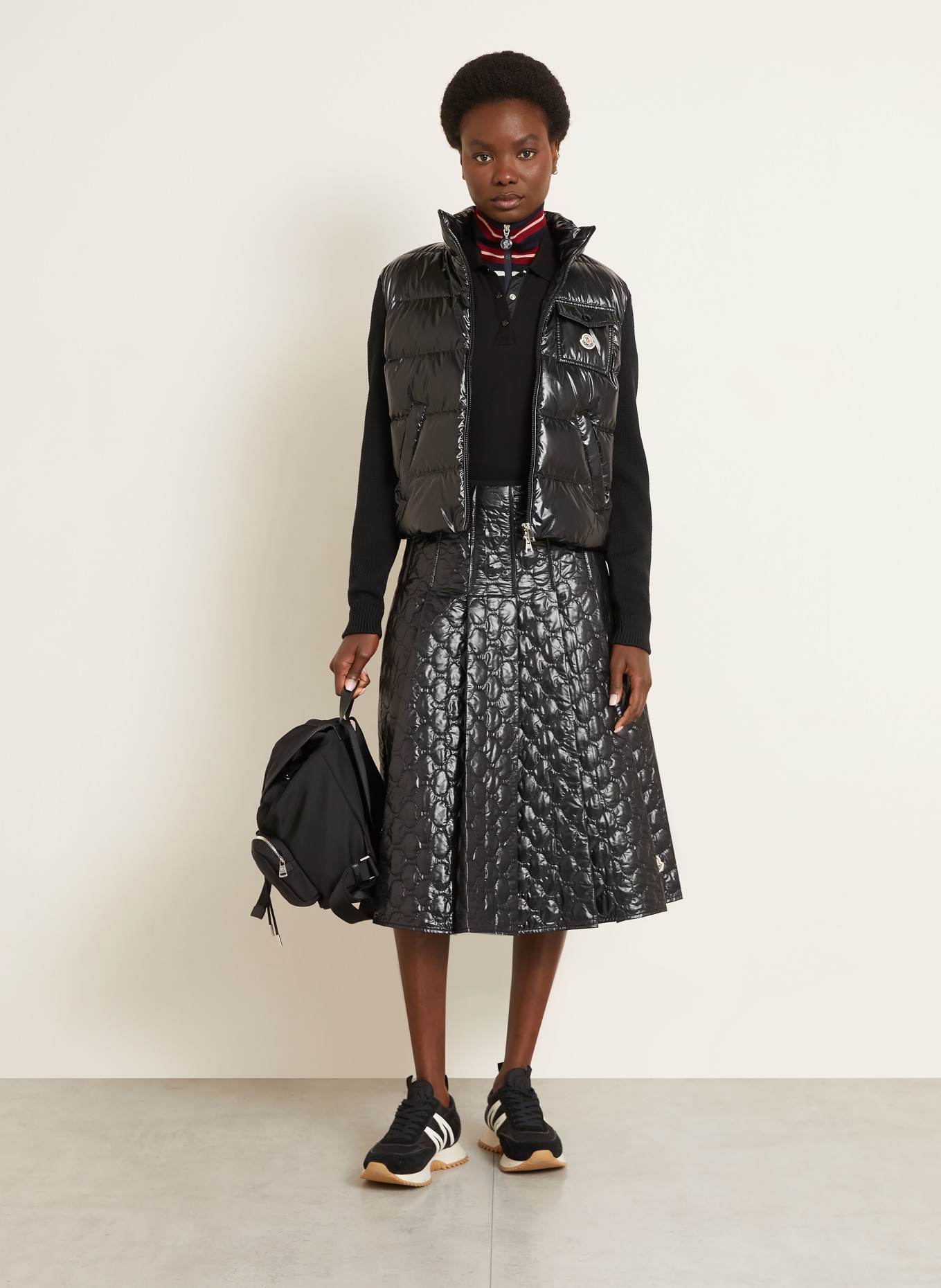 MONCLER Strickjacke im Materialmix: SCHWARZ