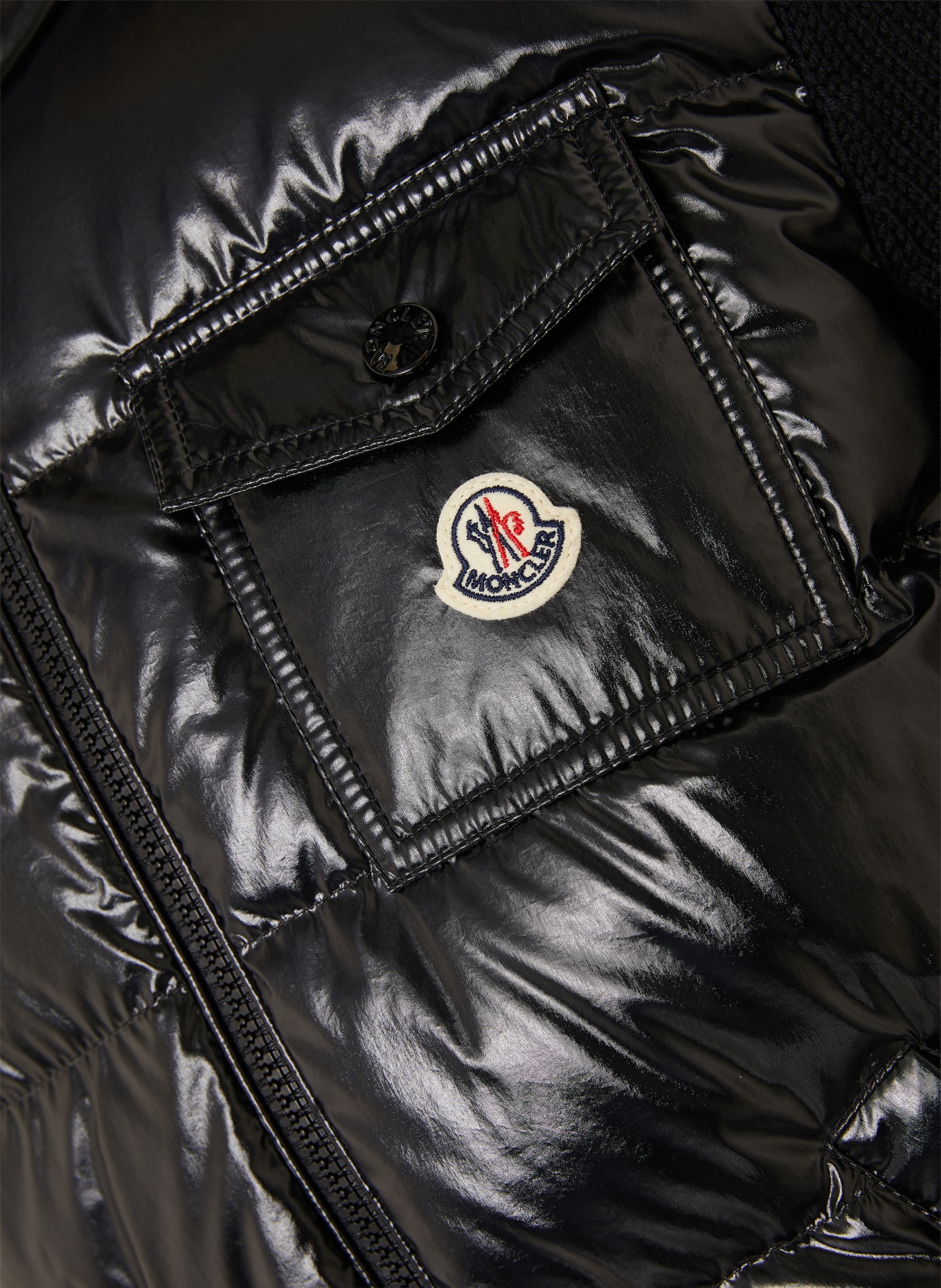 MONCLER Strickjacke im Materialmix: SCHWARZ