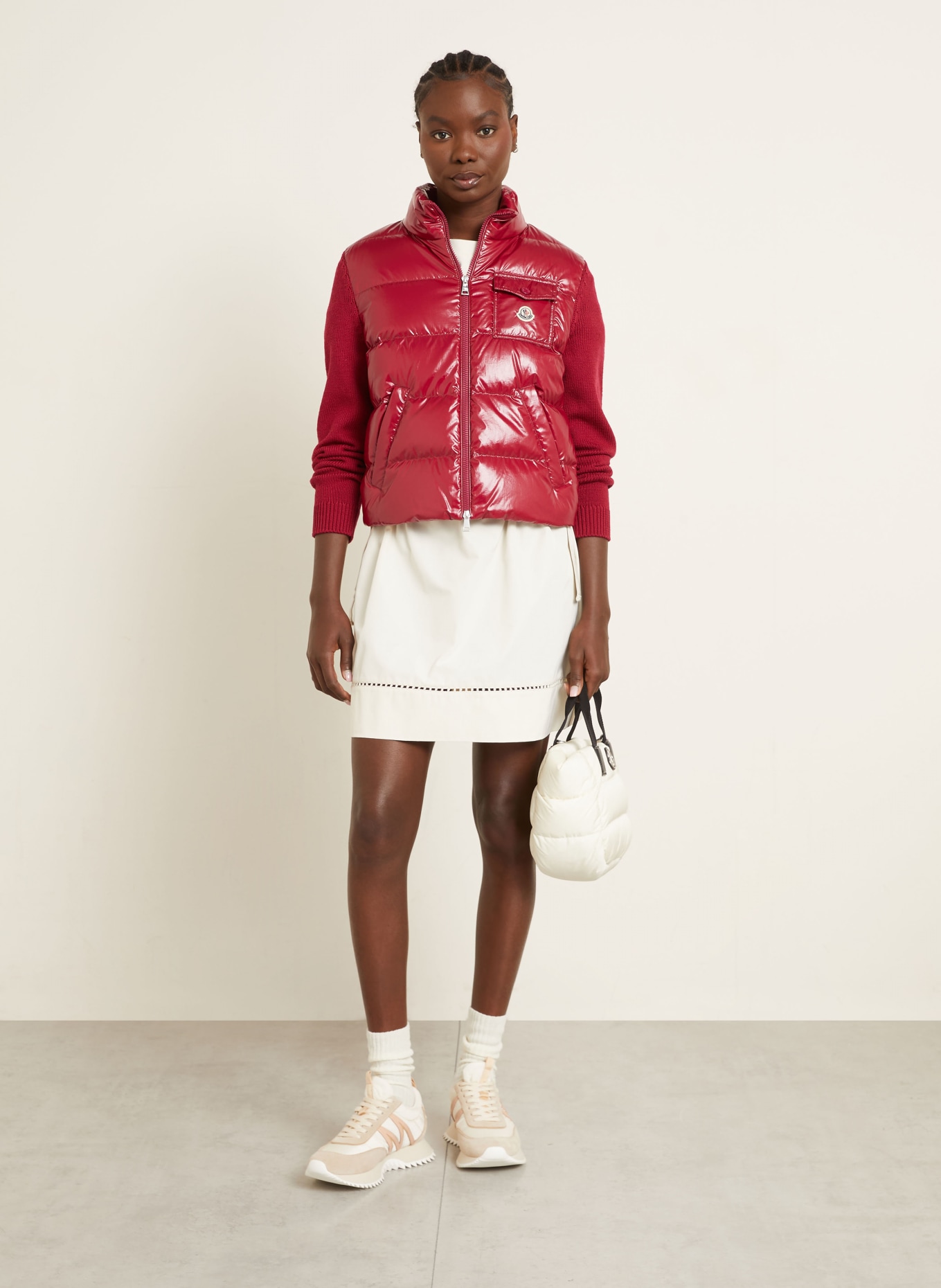 MONCLER Strickjacke im Materialmix: ROT