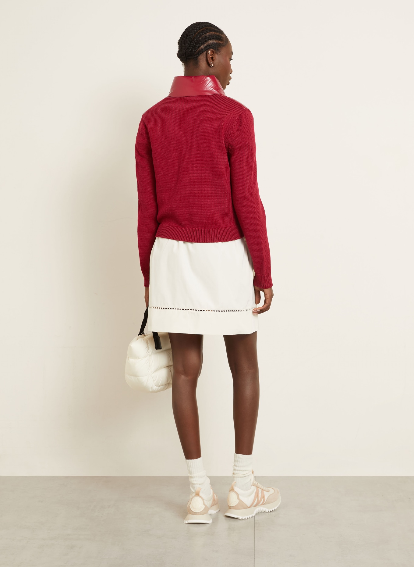 MONCLER Strickjacke im Materialmix: ROT