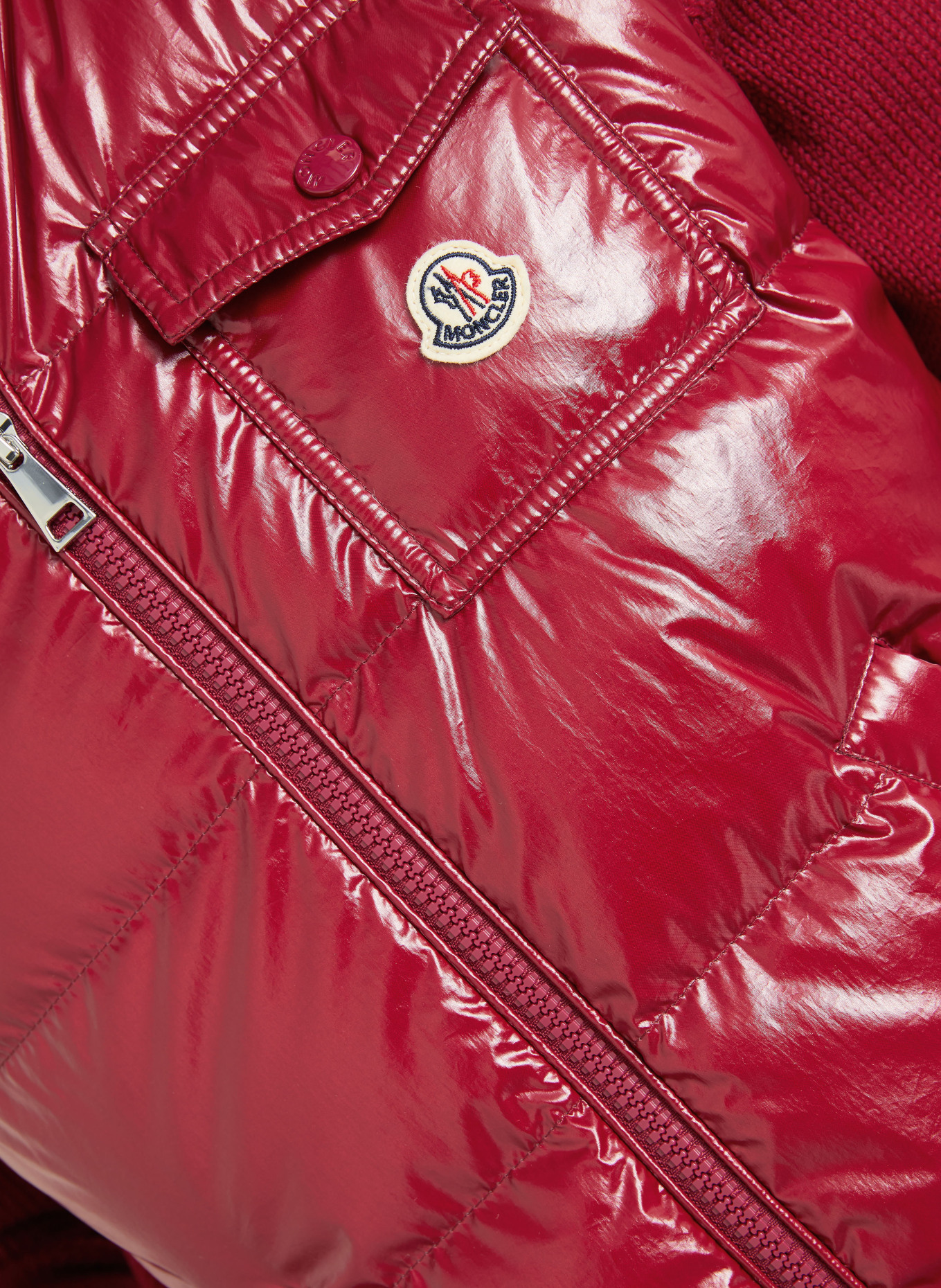 MONCLER Strickjacke im Materialmix: ROT