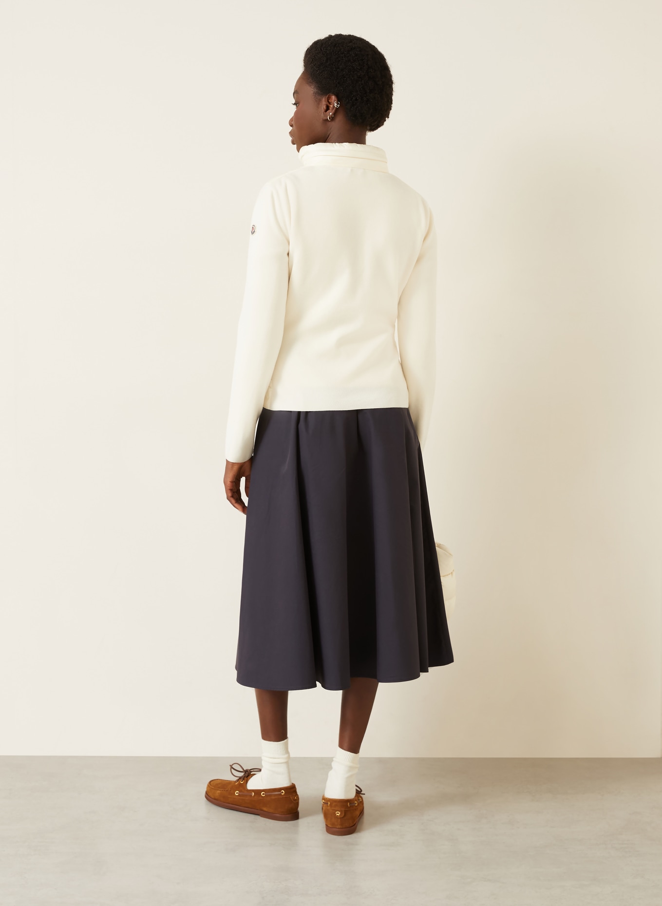 MONCLER Daunenjacke im Materialmix: ECRU