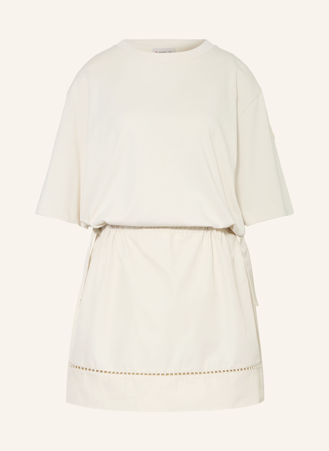MONCLER Kleid im Materialmix: CREME