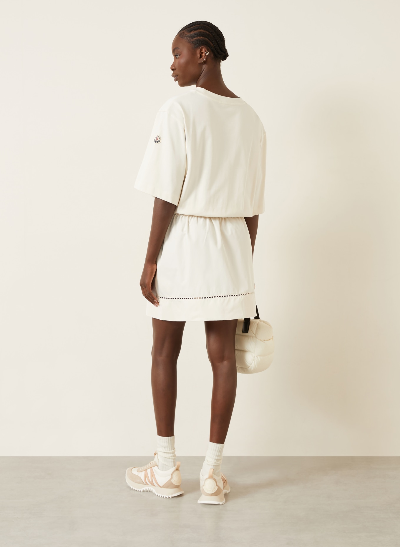 MONCLER Kleid im Materialmix: CREME